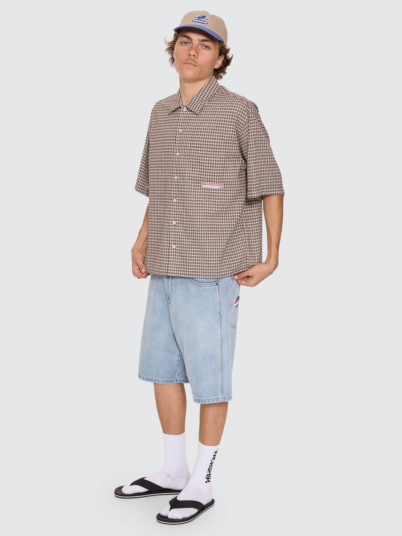 Globo Box Crop Short Sleeve Shirt - Brown XS