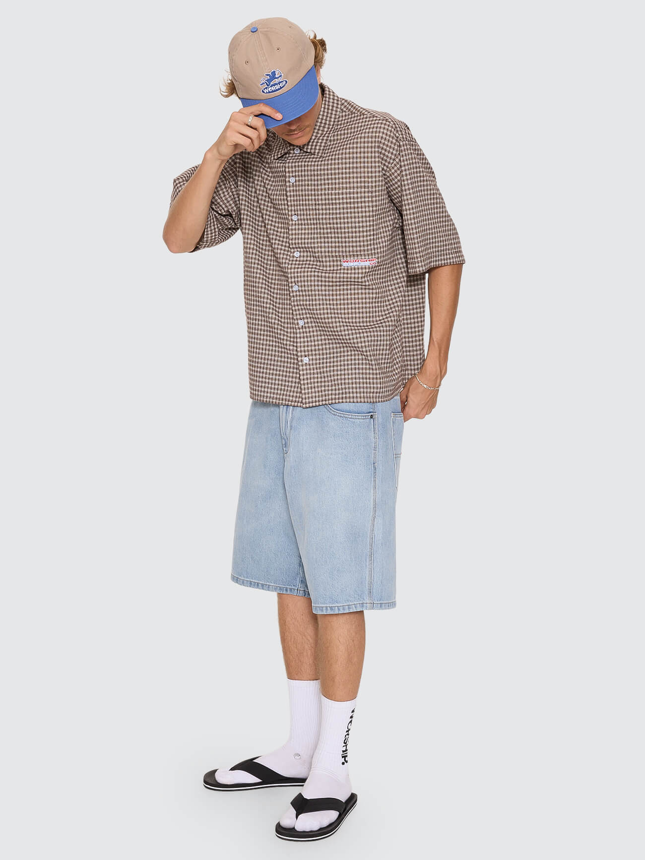 Globo Box Crop Short Sleeve Shirt - Brown XS