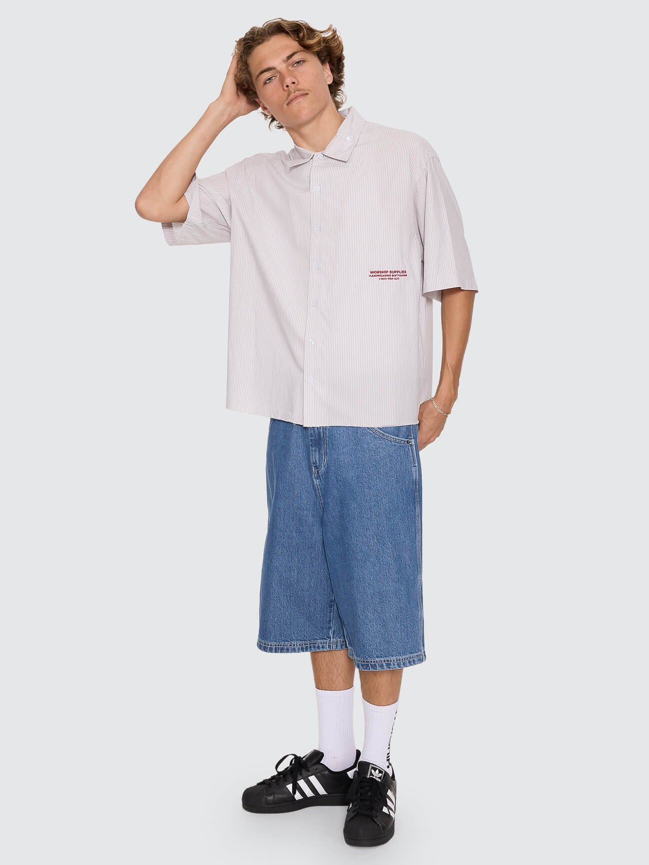 Data Point Box Crop Short Sleeve Shirt - Vapour Grey XS