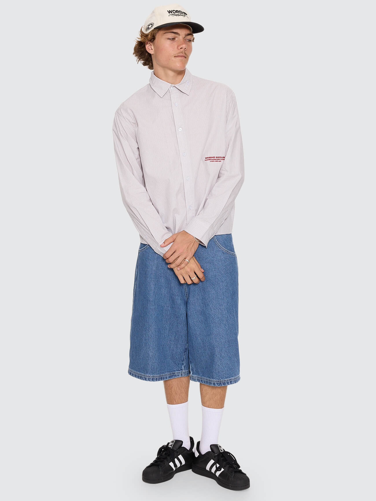 Data Point Crop Long Sleeve Shirt - Vapour Grey XS