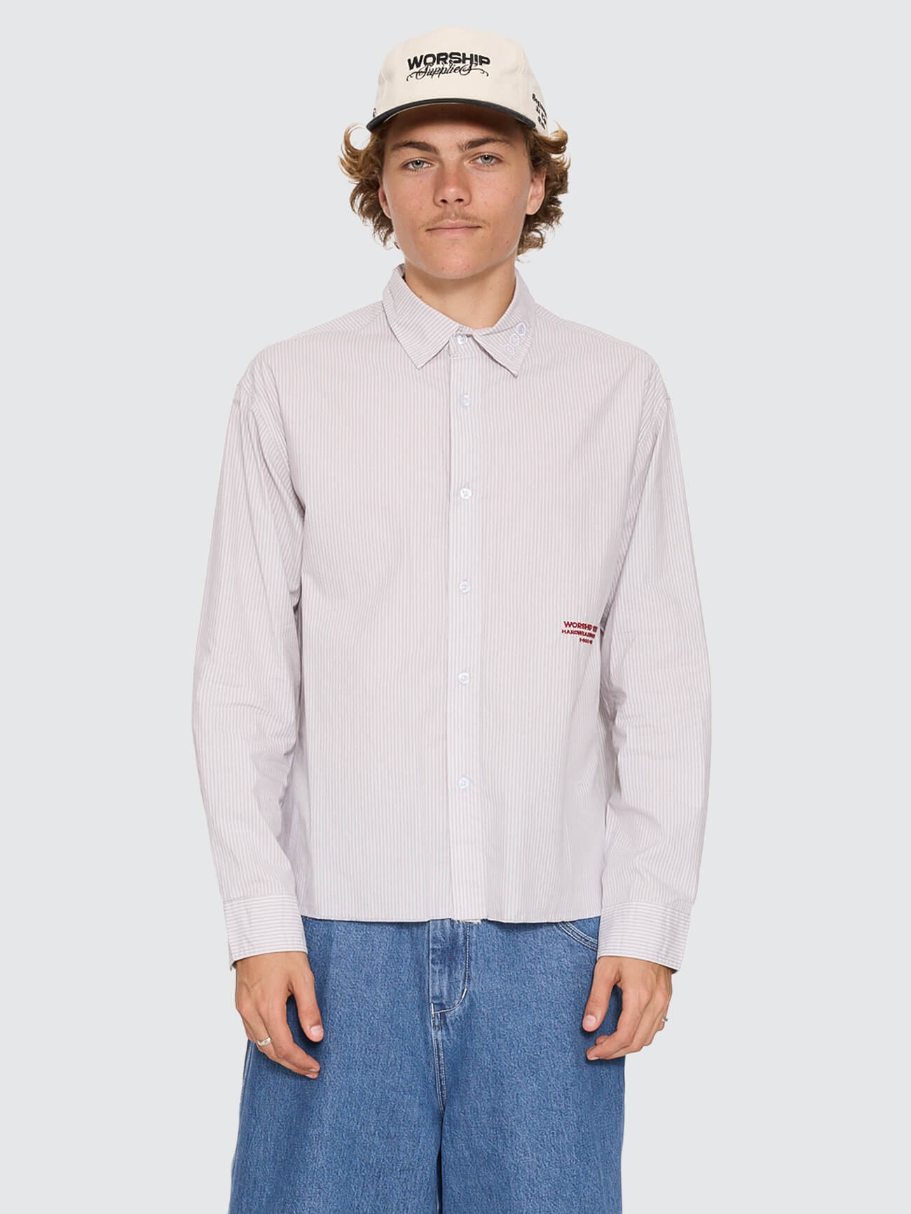 Data Point Crop Long Sleeve Shirt - Vapour Grey XS