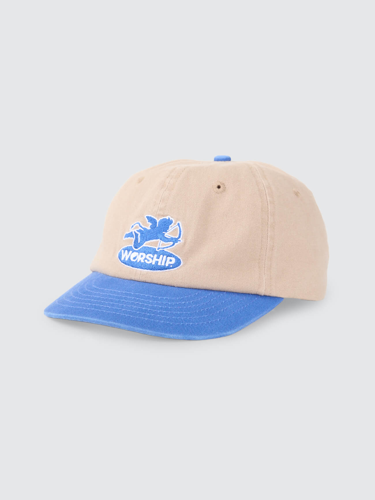 Shadow Cherub 6 Panel Short Brim Hat - Blue - Tan One Size