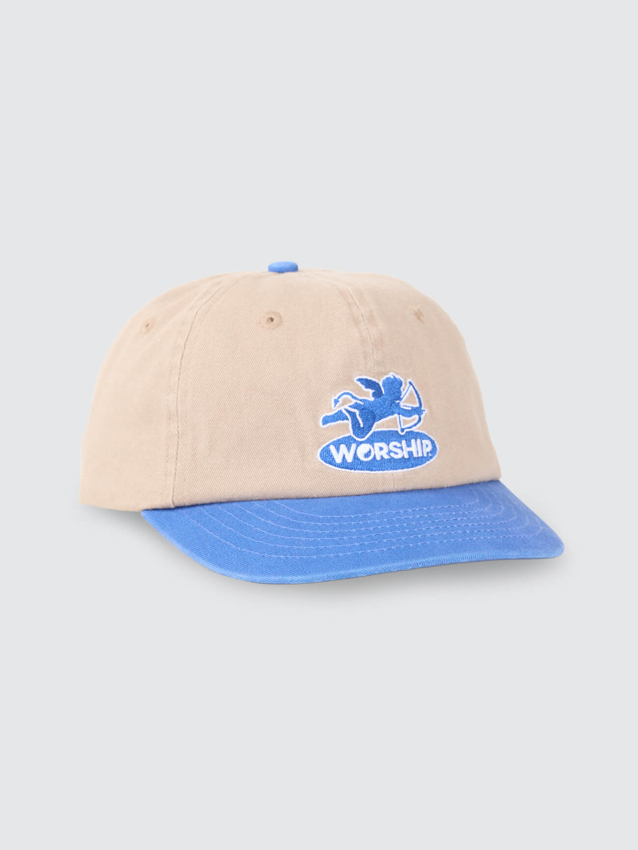 Shadow Cherub 6 Panel Short Brim Hat - Blue - Tan One Size