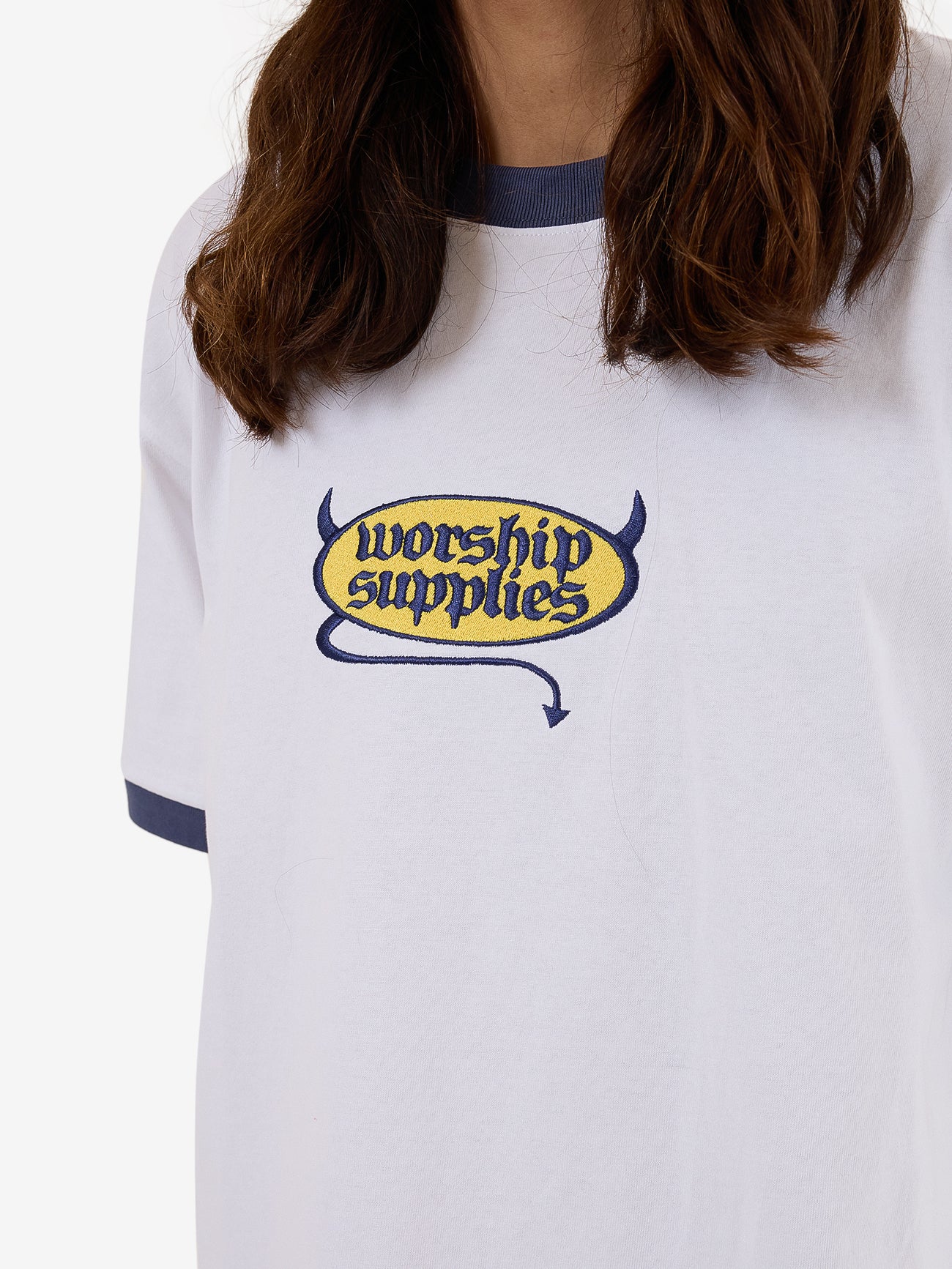 Devilish Ringer Tee - White XS