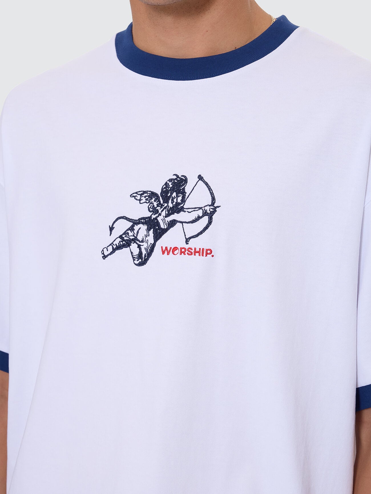 Cherub Oversize Ringer Tee - White