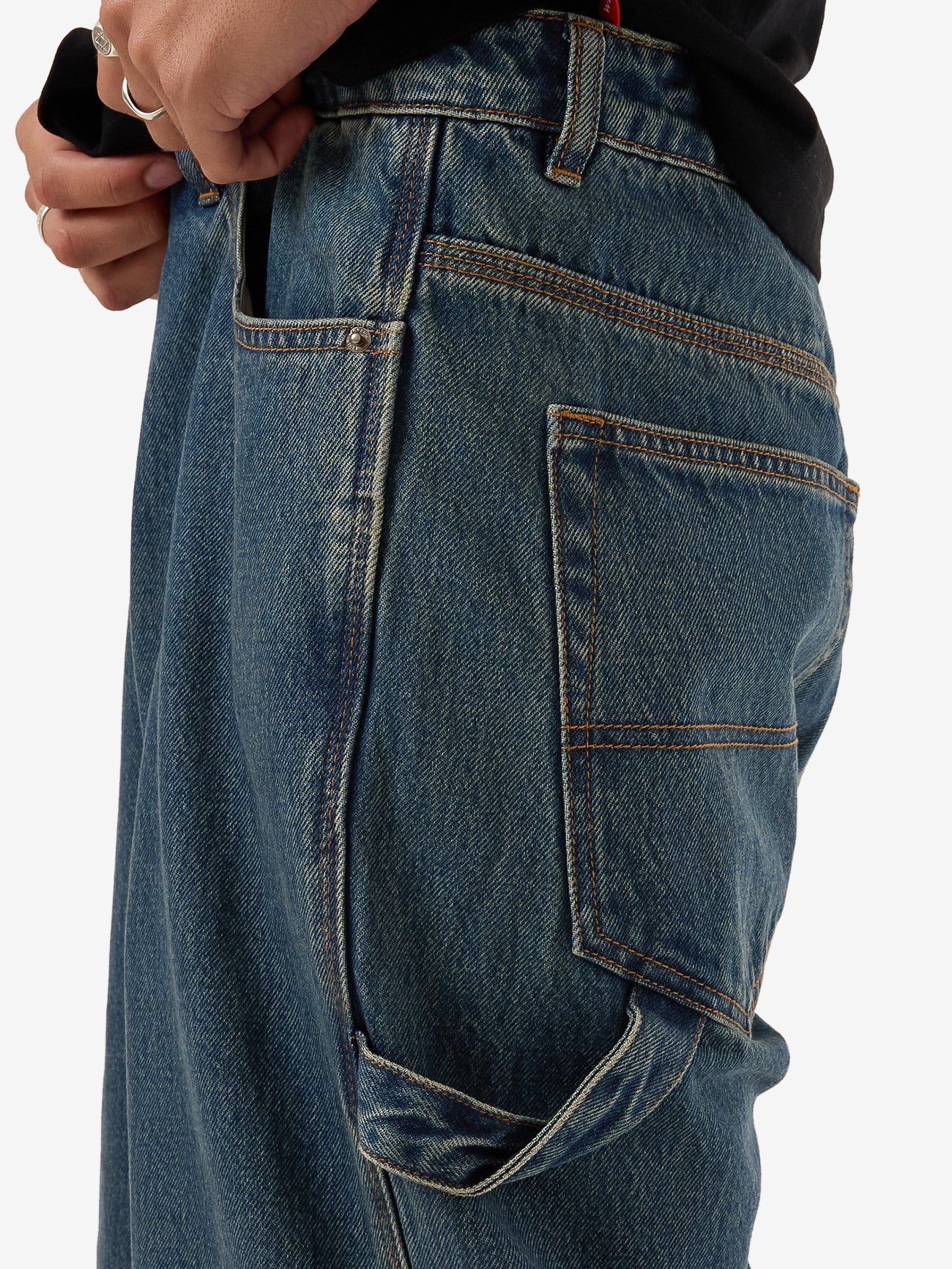 Try Again Carpenter Jean - Dirty Mid Blue 26