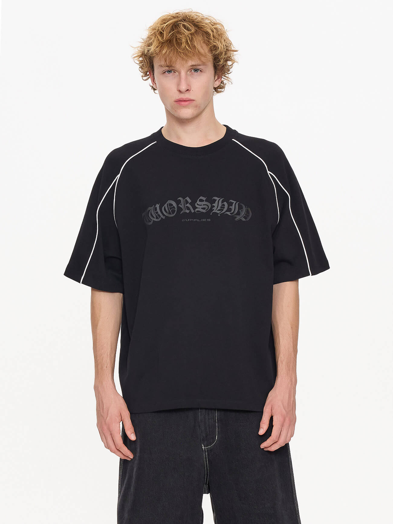 Frequency Panel Oversize Raglan Tee - Black XS