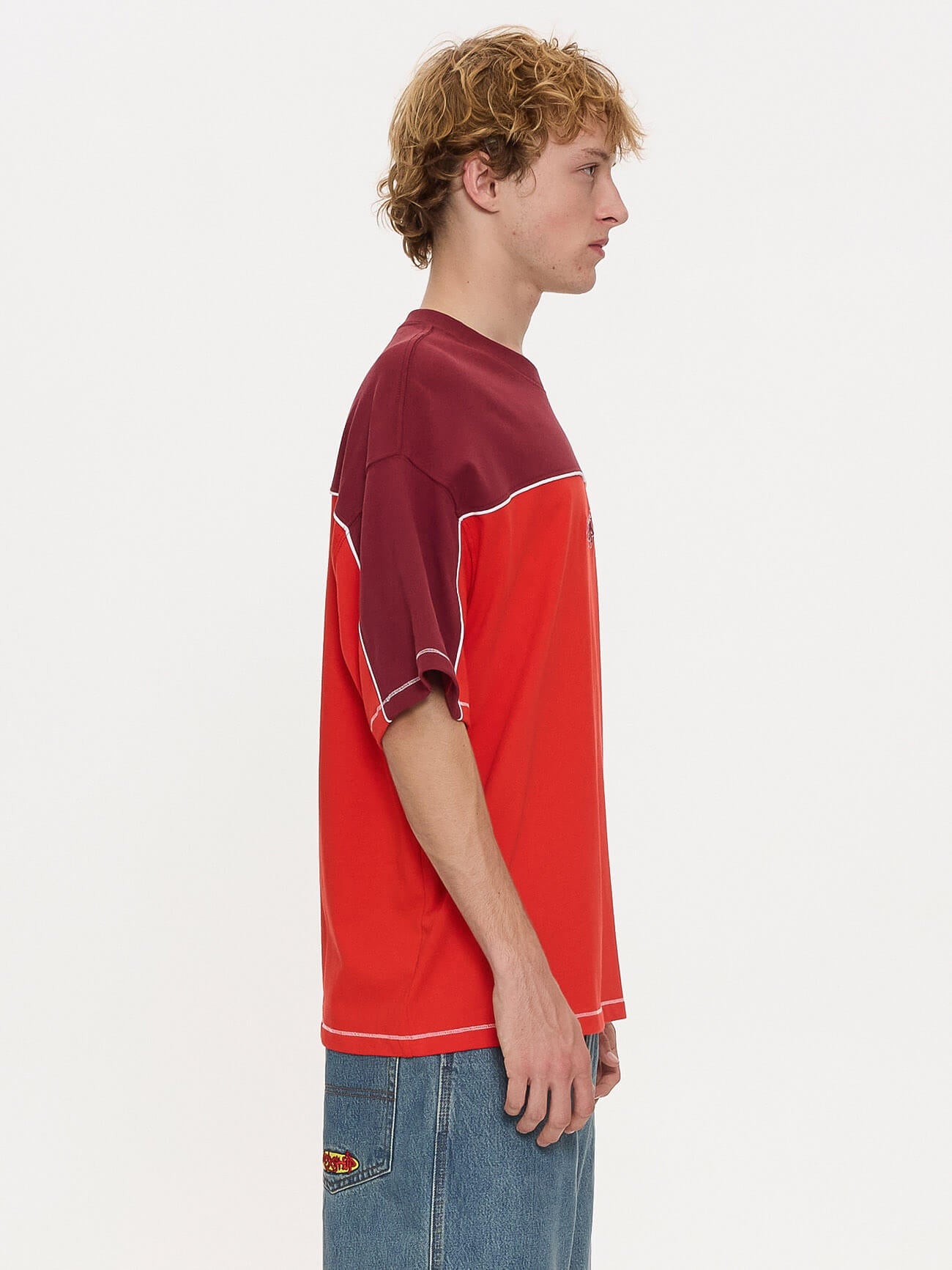 Hot Gossip Oversize Panel Tee - Deep Cherry XS