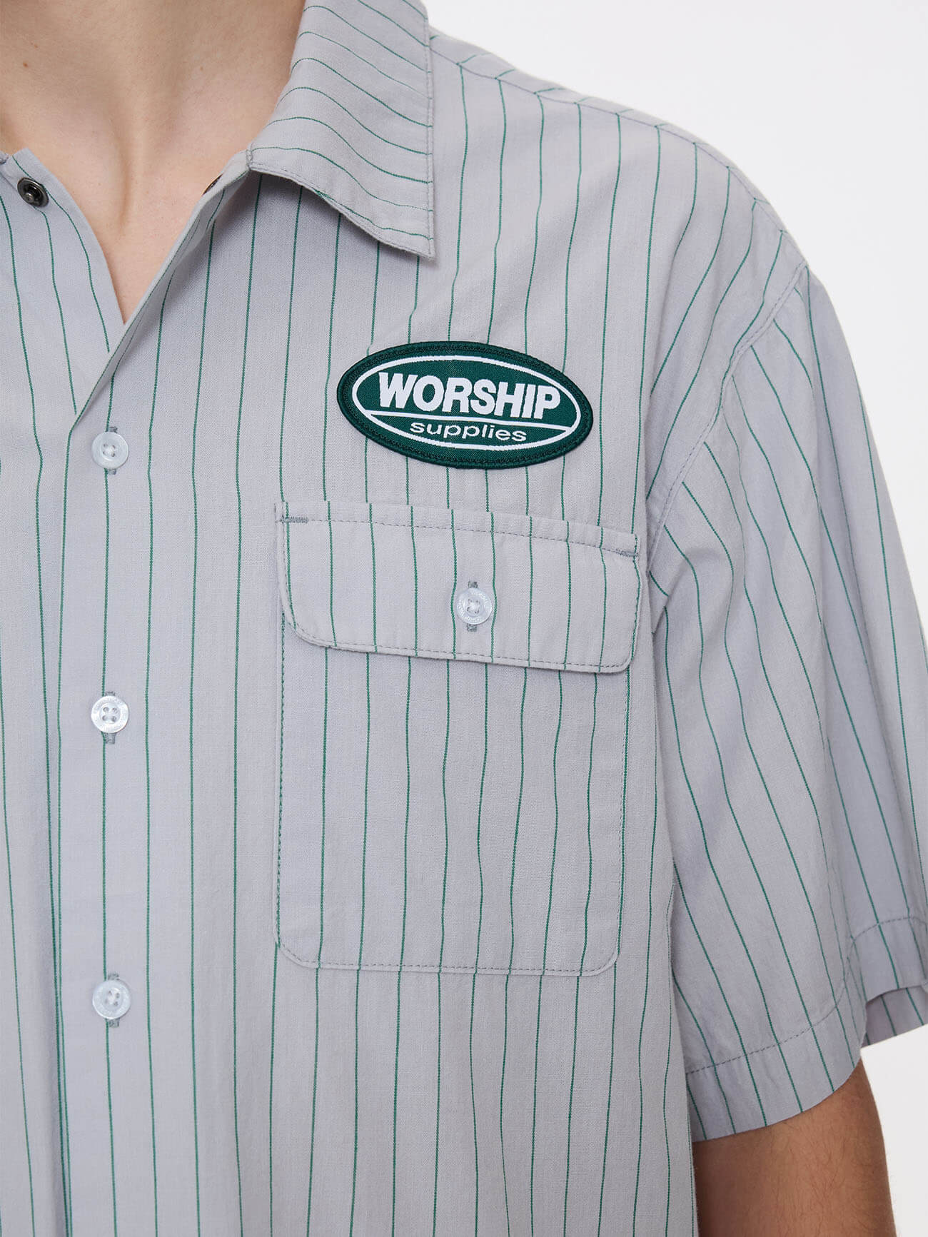 Service Stripe Short Sleeve Work Shirt - Lunar Grey XS