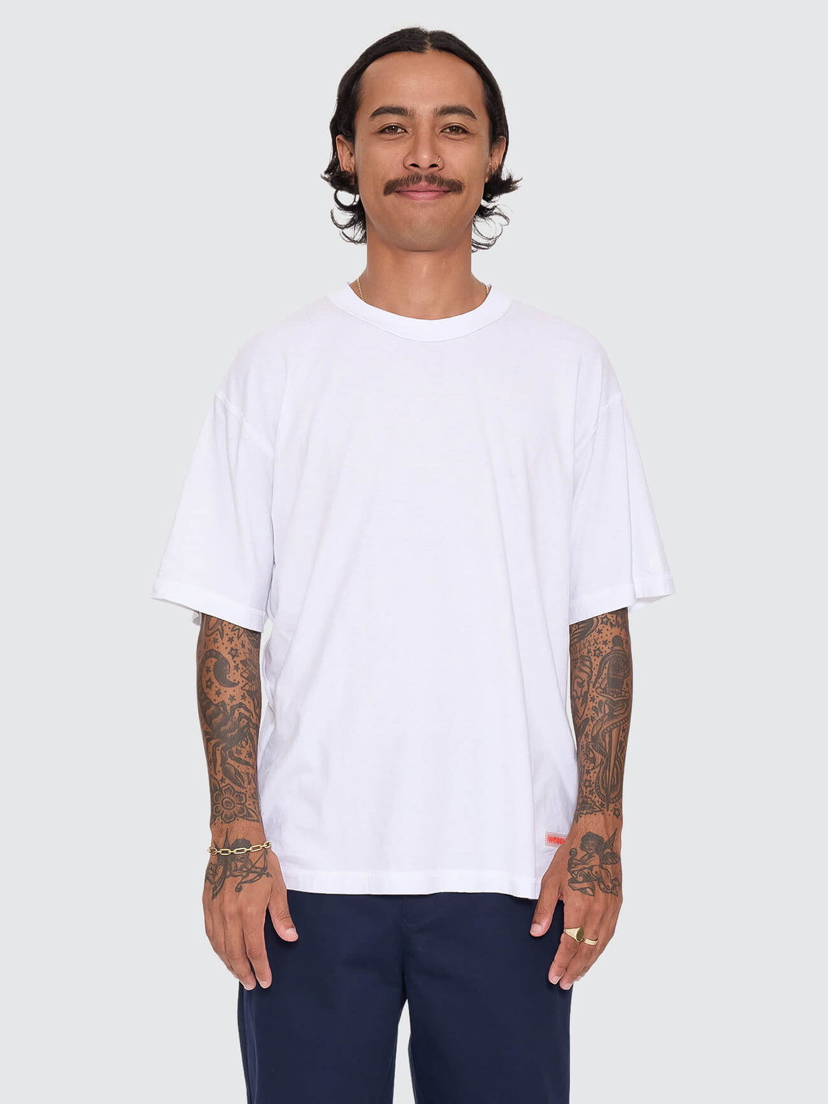 Reverse Box Crop Cotton Linen Tee - White XS