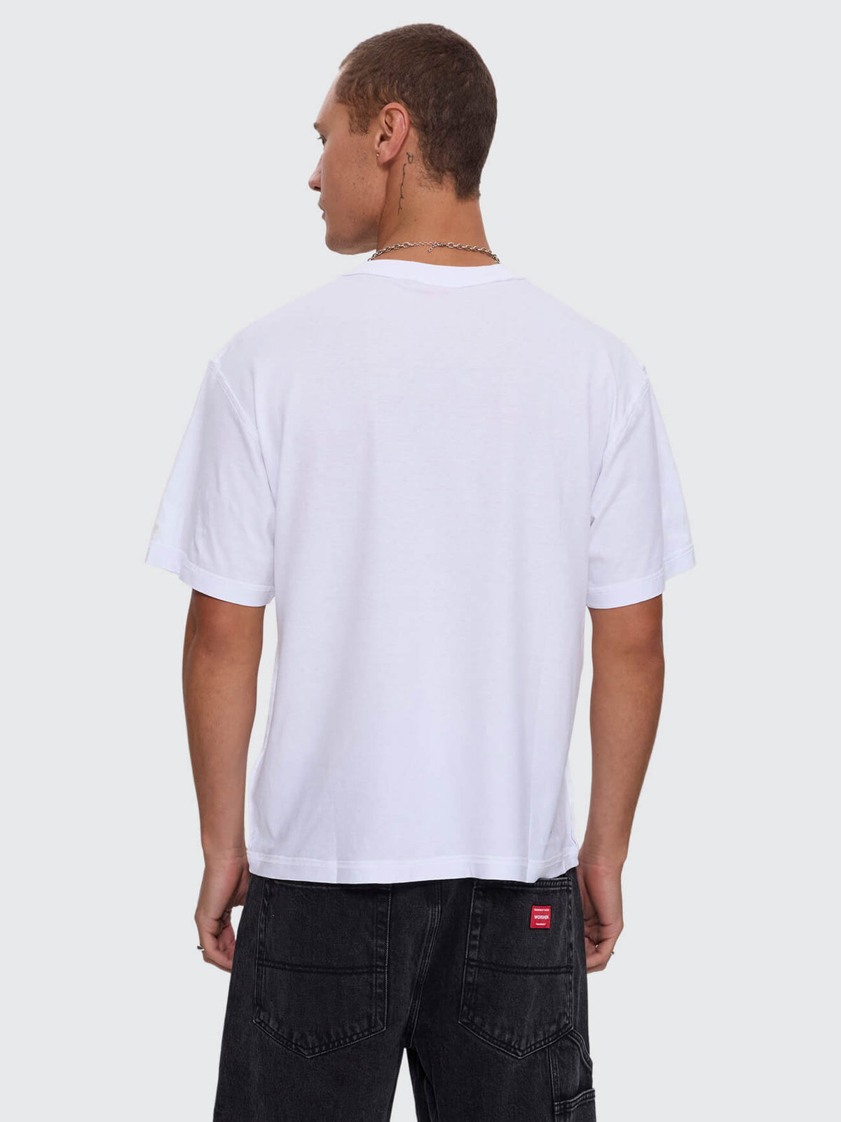 Reverse Box Crop Cotton Linen Tee - White XS