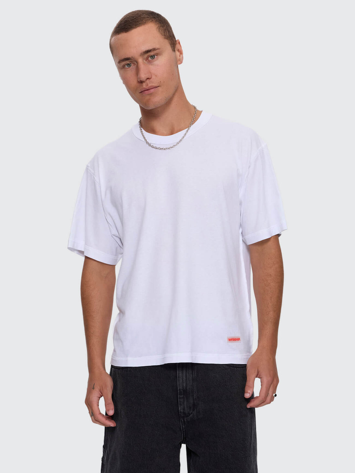 Reverse Box Crop Cotton Linen Tee - White XS