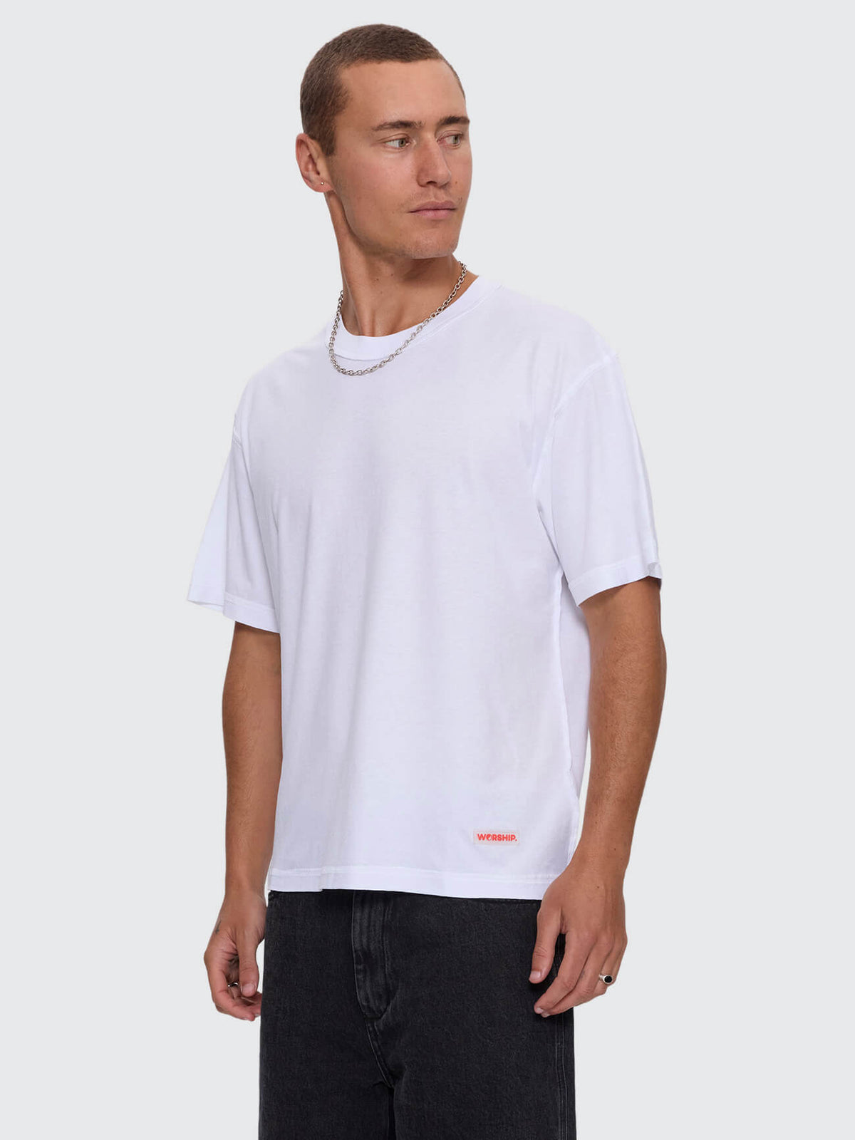 Reverse Box Crop Cotton Linen Tee - White XS