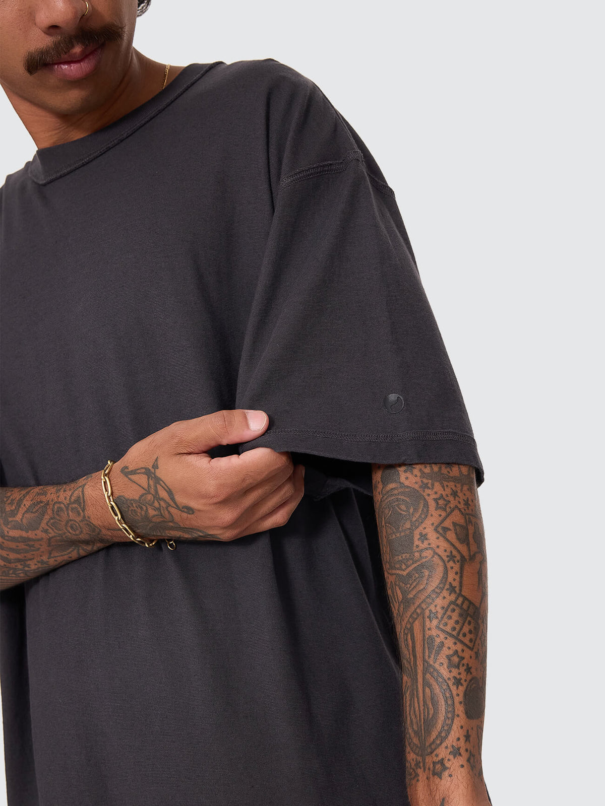 Reverse Box Crop Cotton Linen Tee - Pigment Black XS