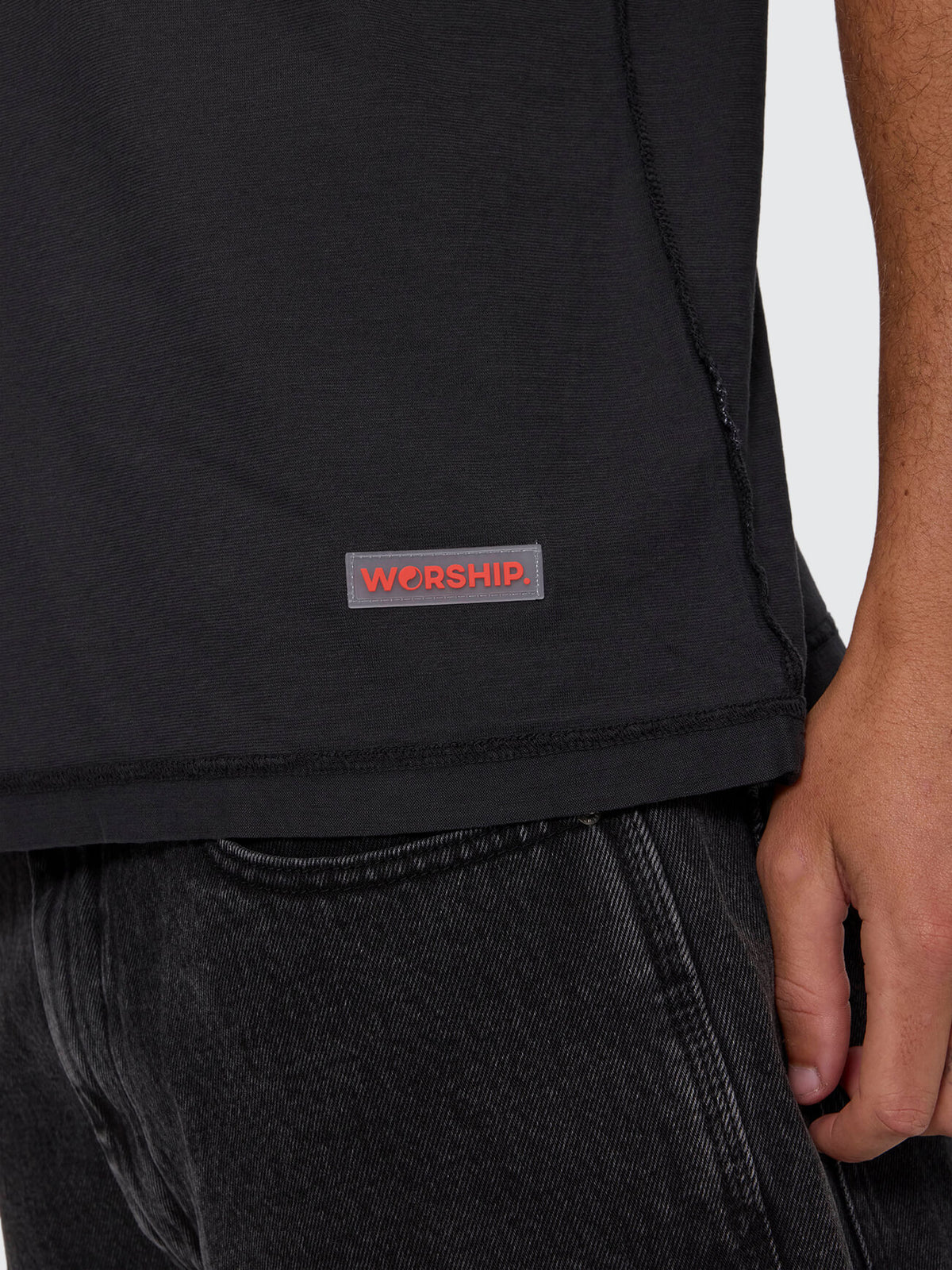 Reverse Box Crop Cotton Linen Tee - Pigment Black XS
