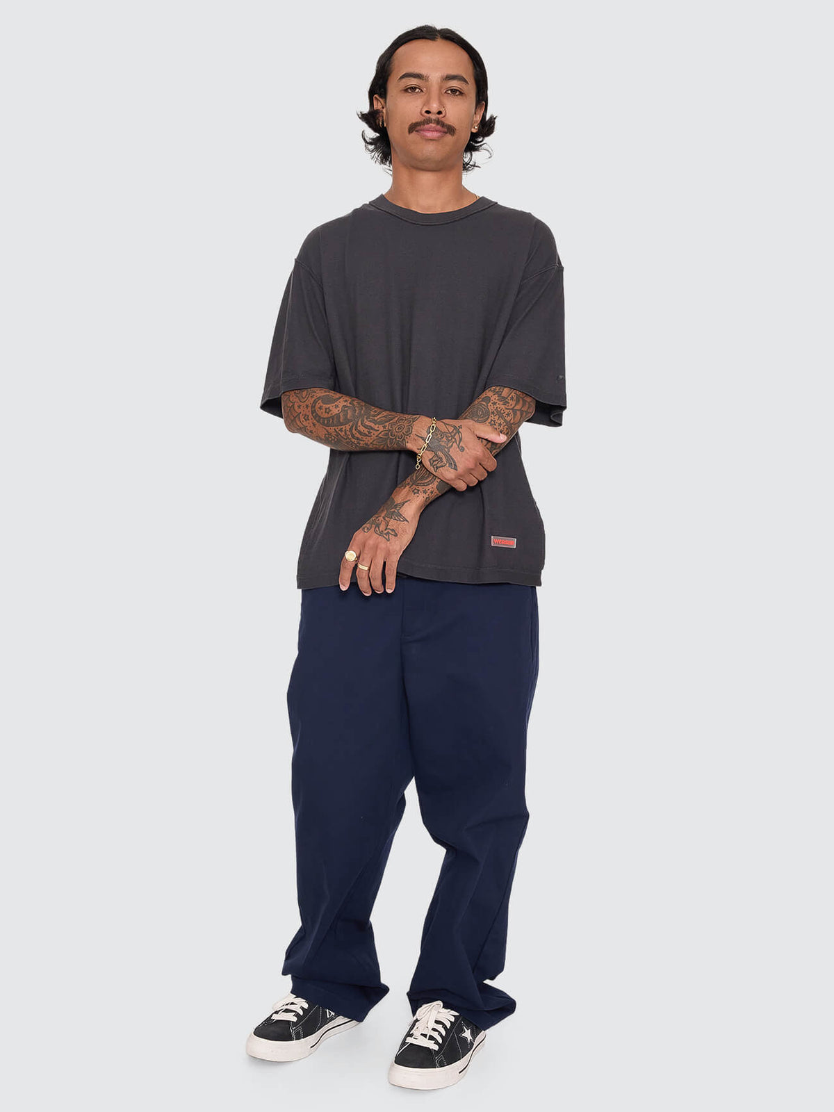 Reverse Box Crop Cotton Linen Tee - Pigment Black XS