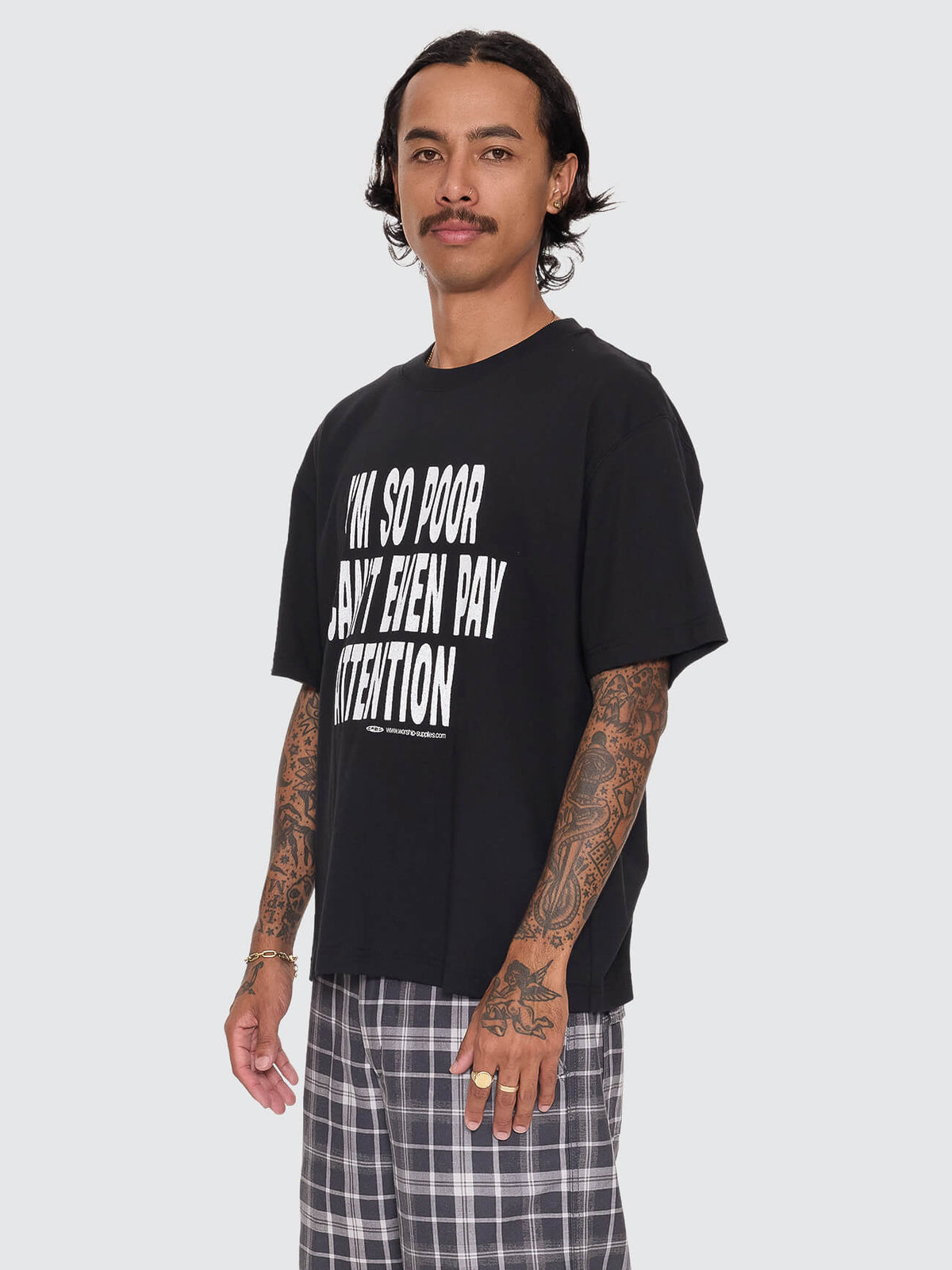 Pay Attention Fitted Tee - Black XS