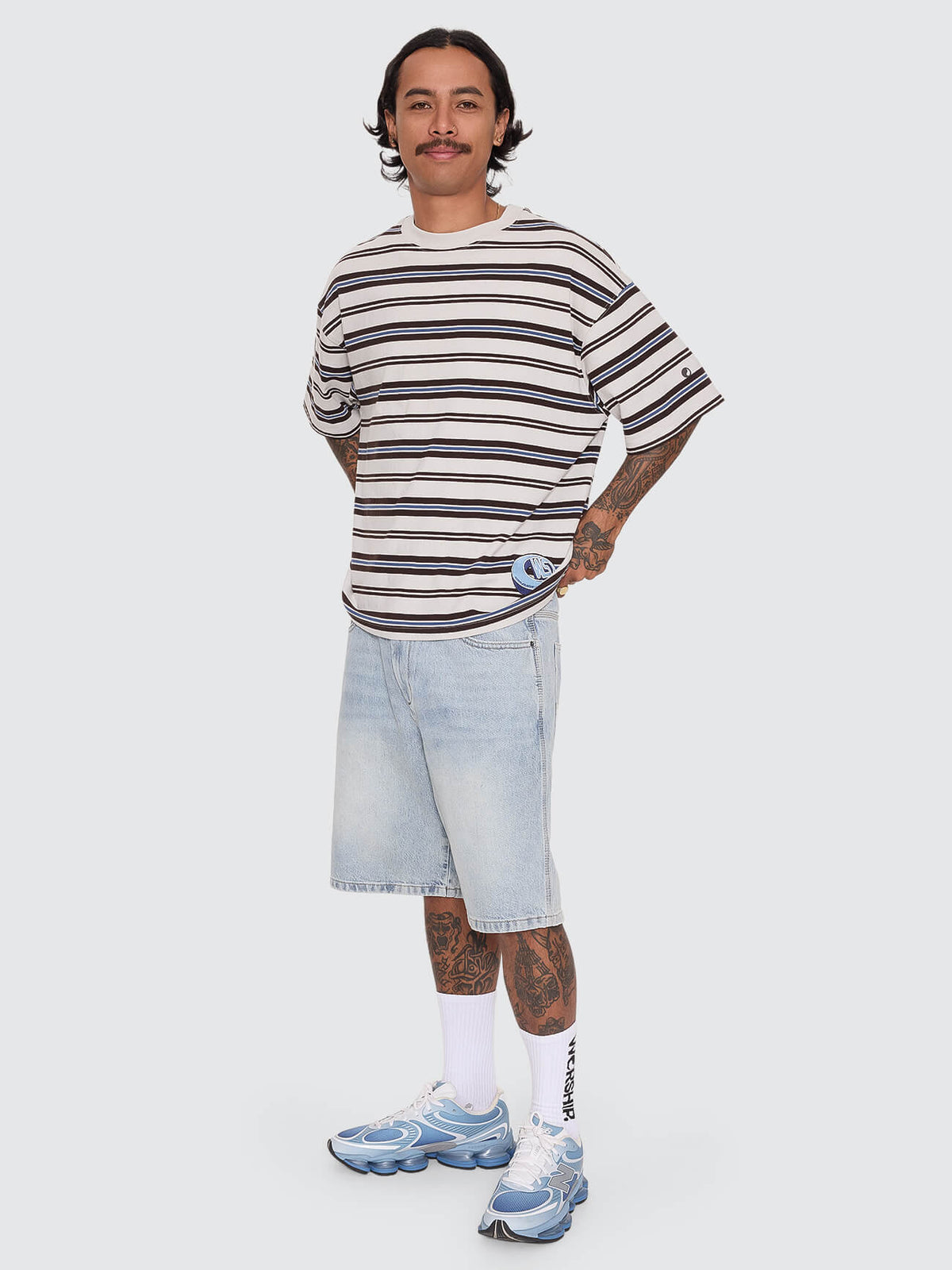 Dimension Stripe Box Crop Tee - Moonstruck XS
