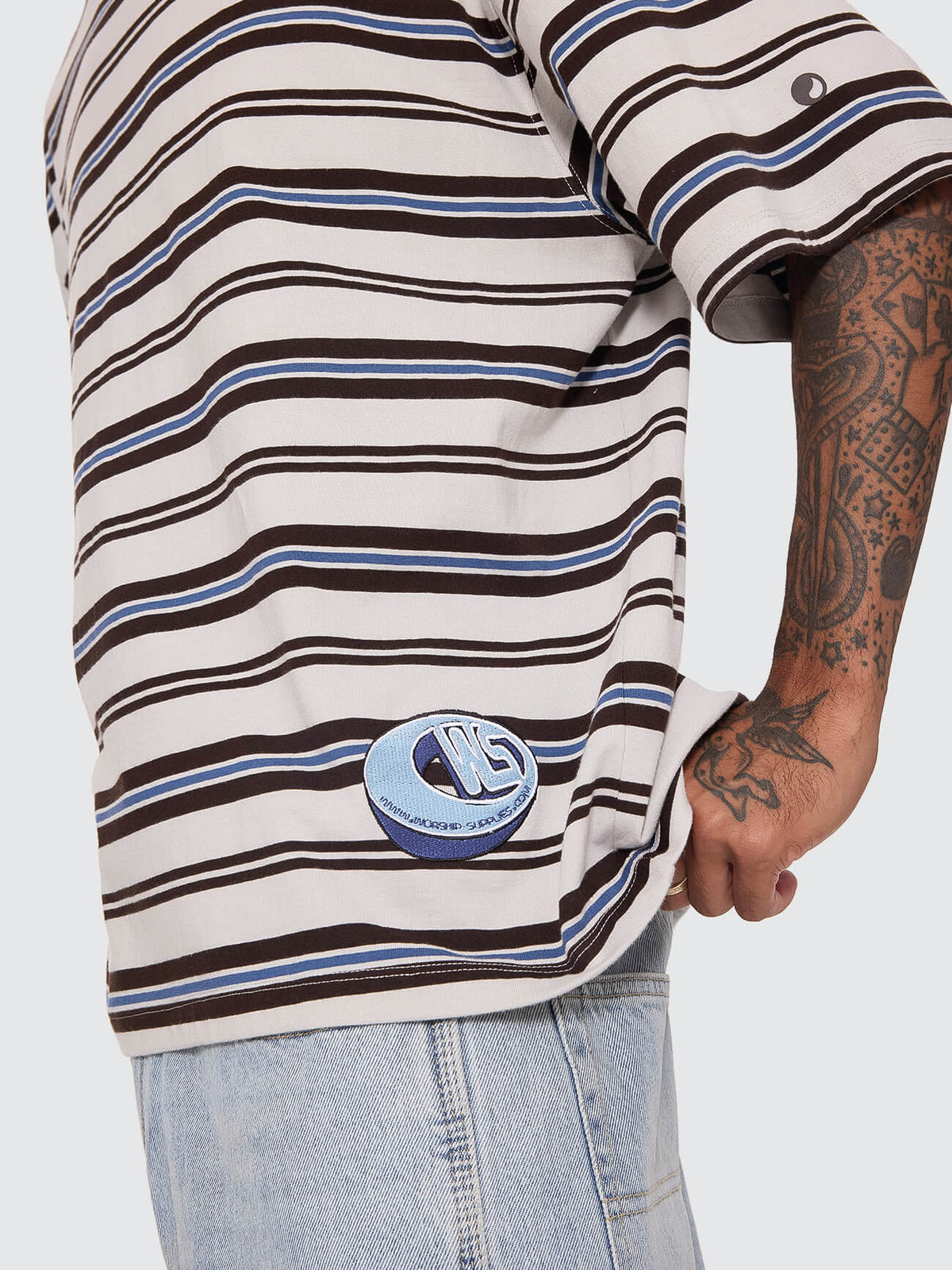 Dimension Stripe Box Crop Tee - Moonstruck XS