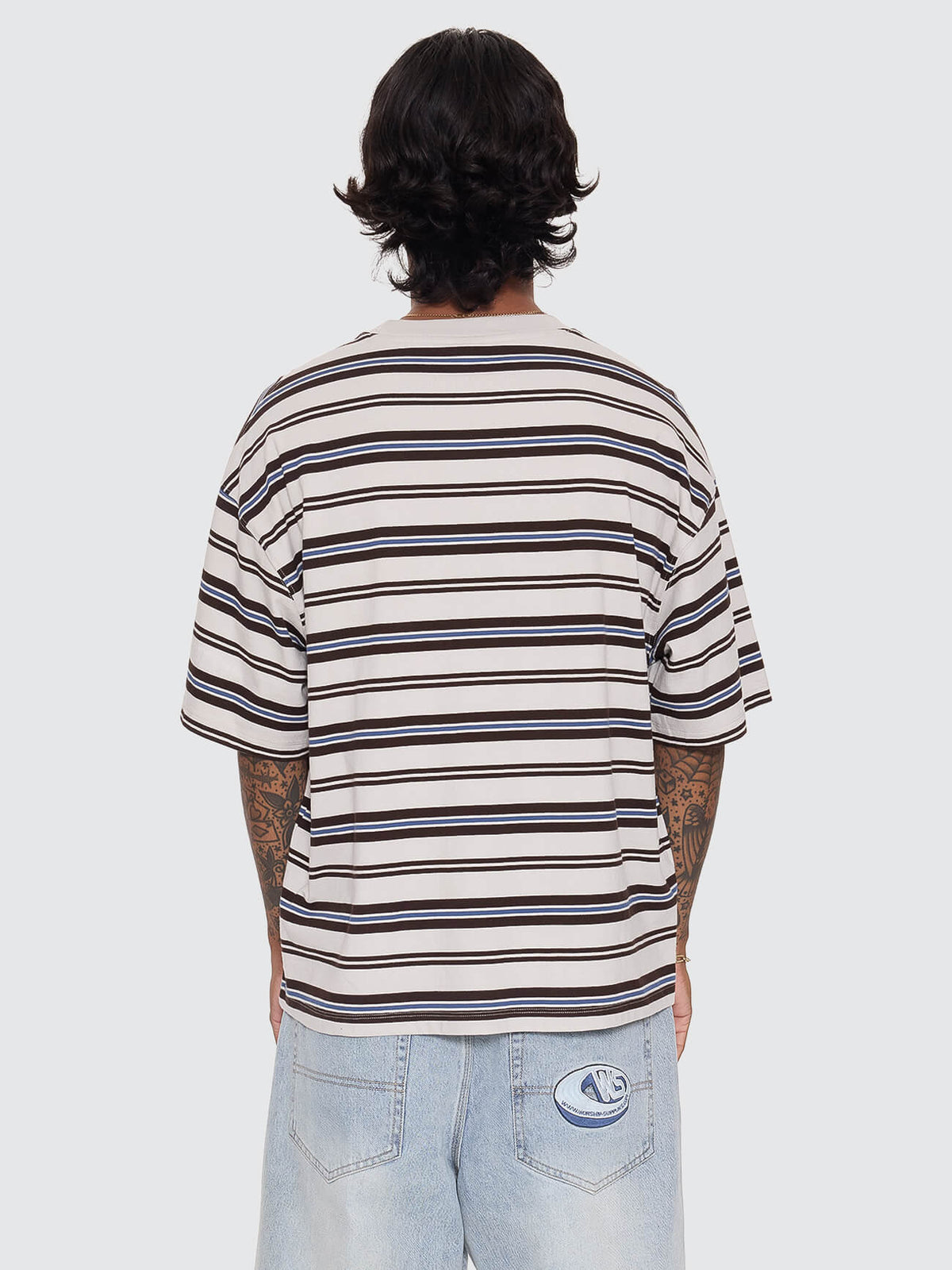 Dimension Stripe Box Crop Tee - Moonstruck XS