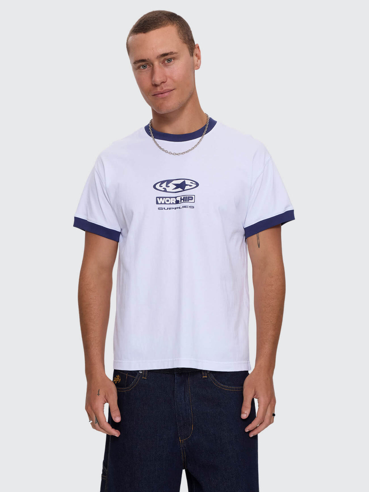 Synth Fitted Ringer Tee - White XXS
