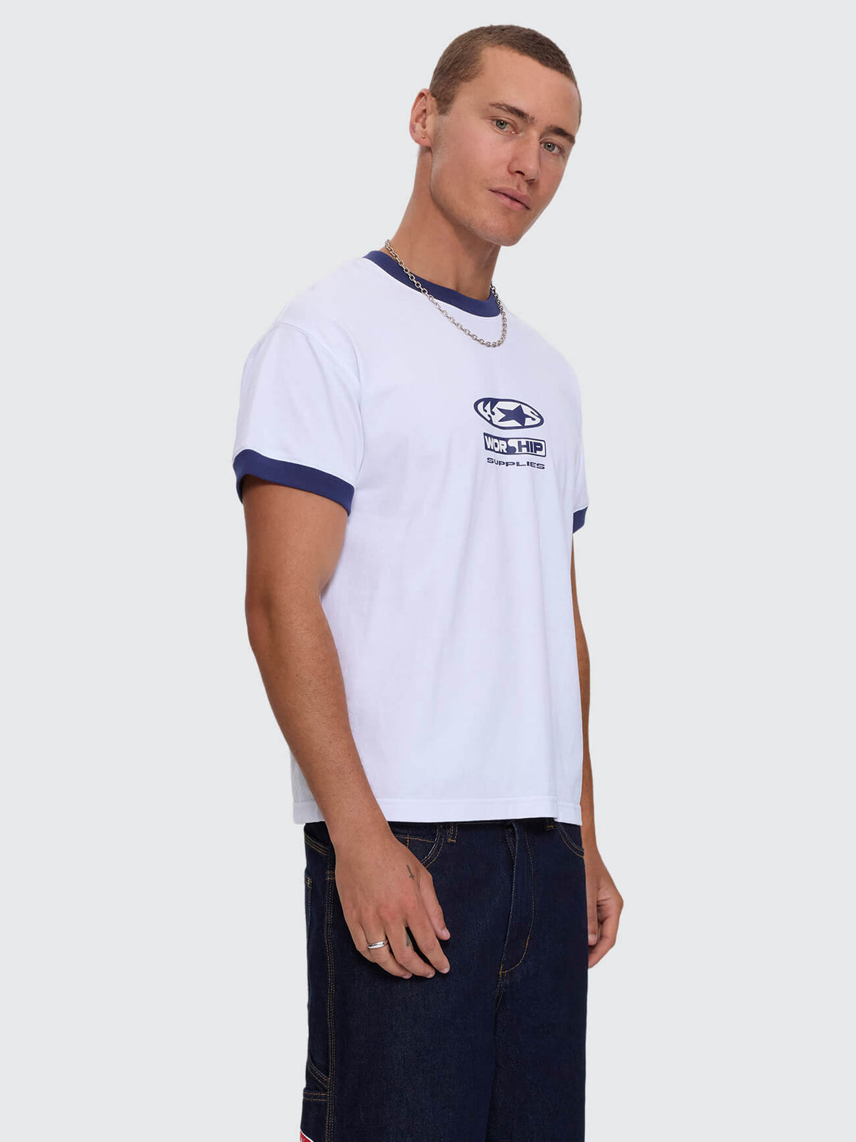 Synth Fitted Ringer Tee - White XXS