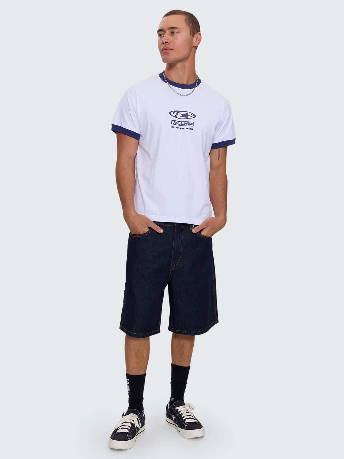 Synth Fitted Ringer Tee - White XXS