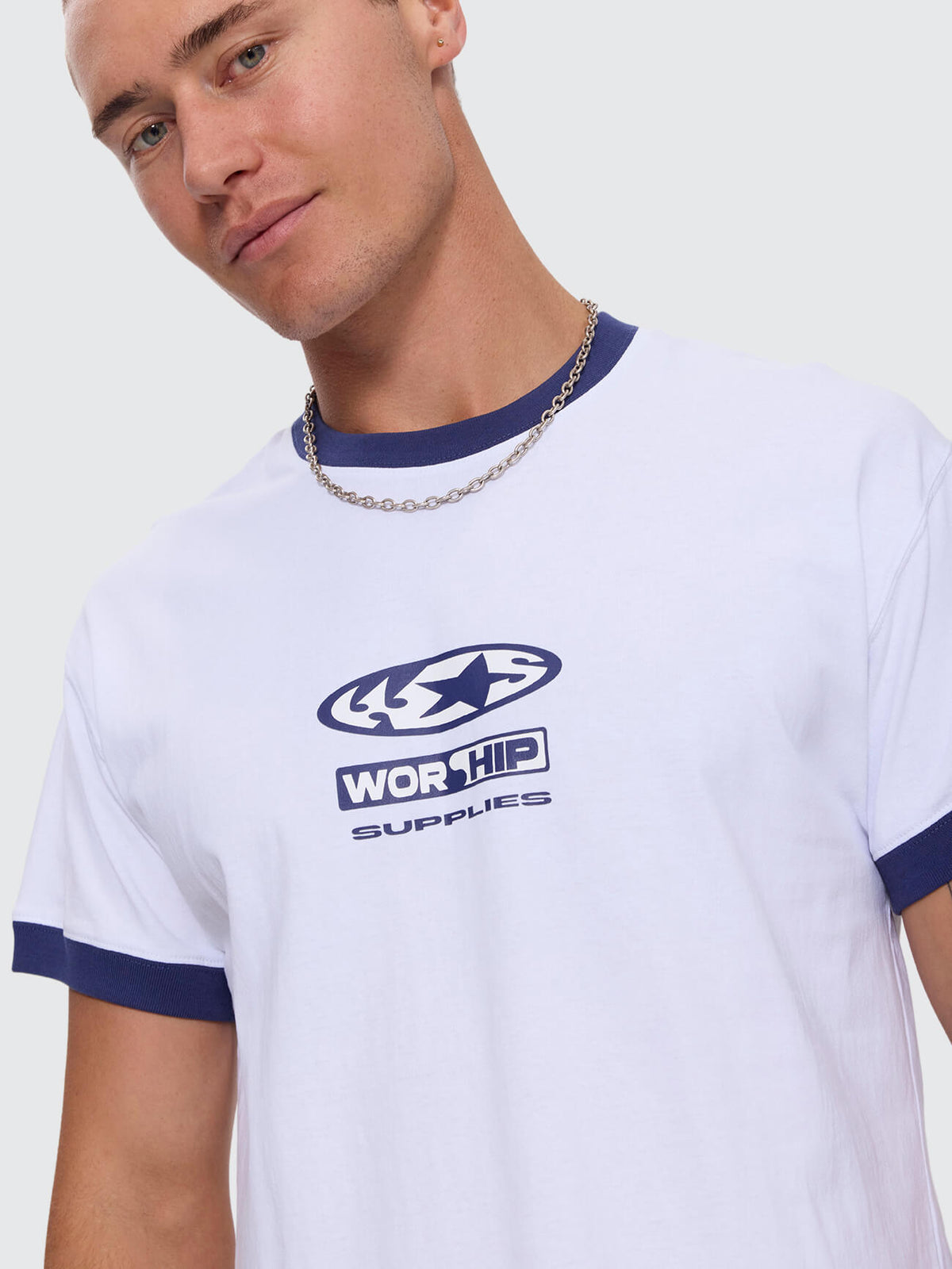 Synth Fitted Ringer Tee - White XXS