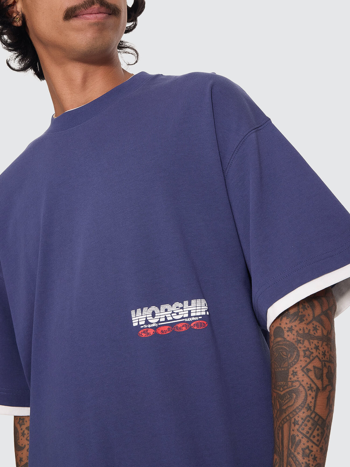 Half Court Box Crop Layer Tee - Medieval Blue XS