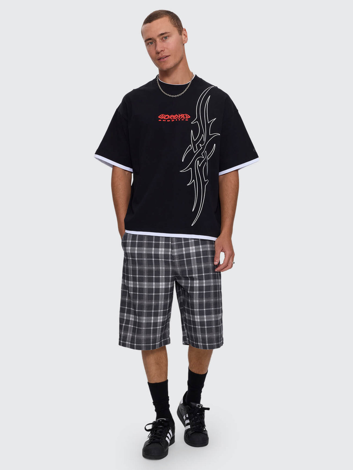 Pitted Box Crop Layer Tee - Black XXS