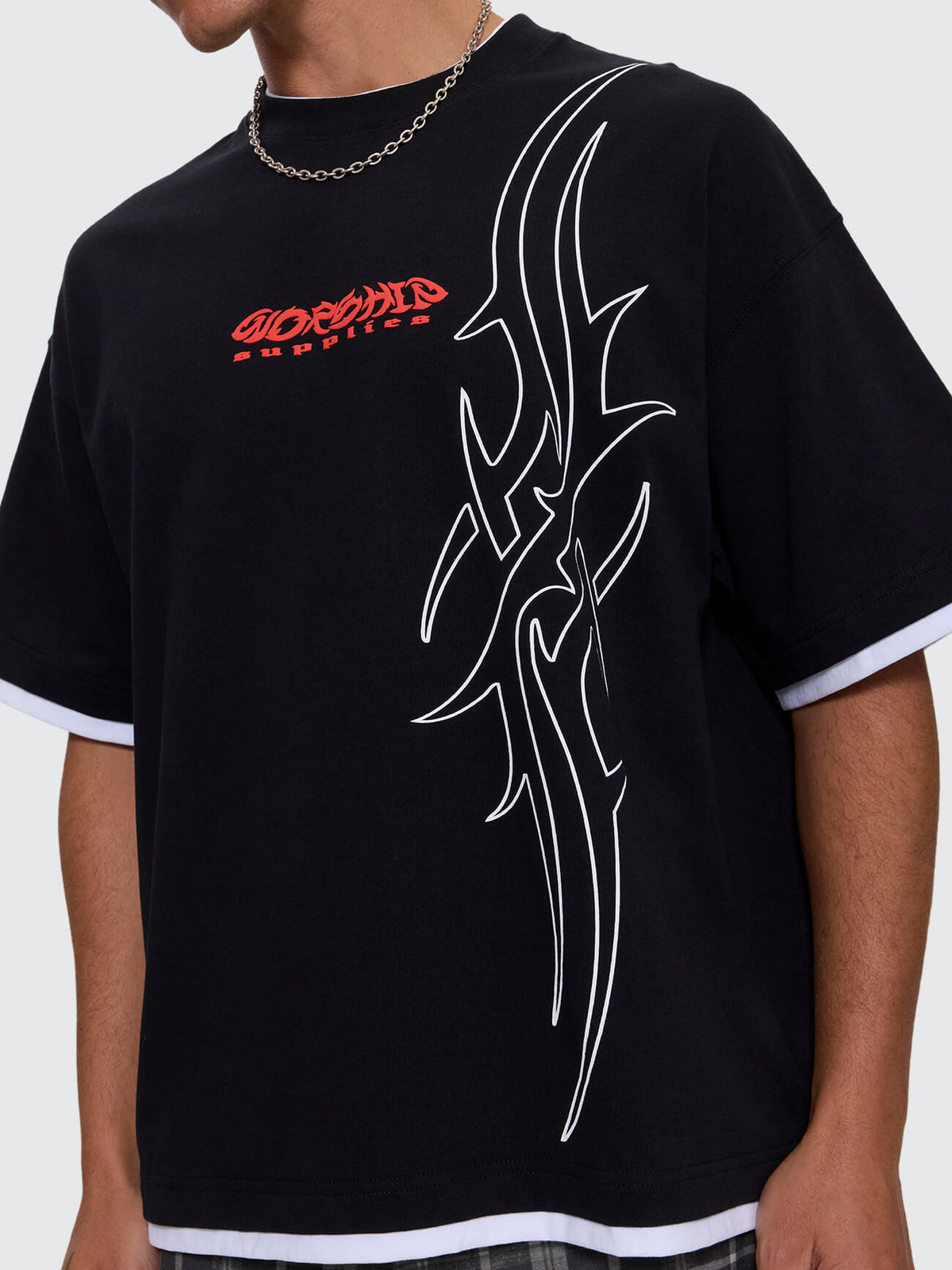 Pitted Box Crop Layer Tee - Black XXS