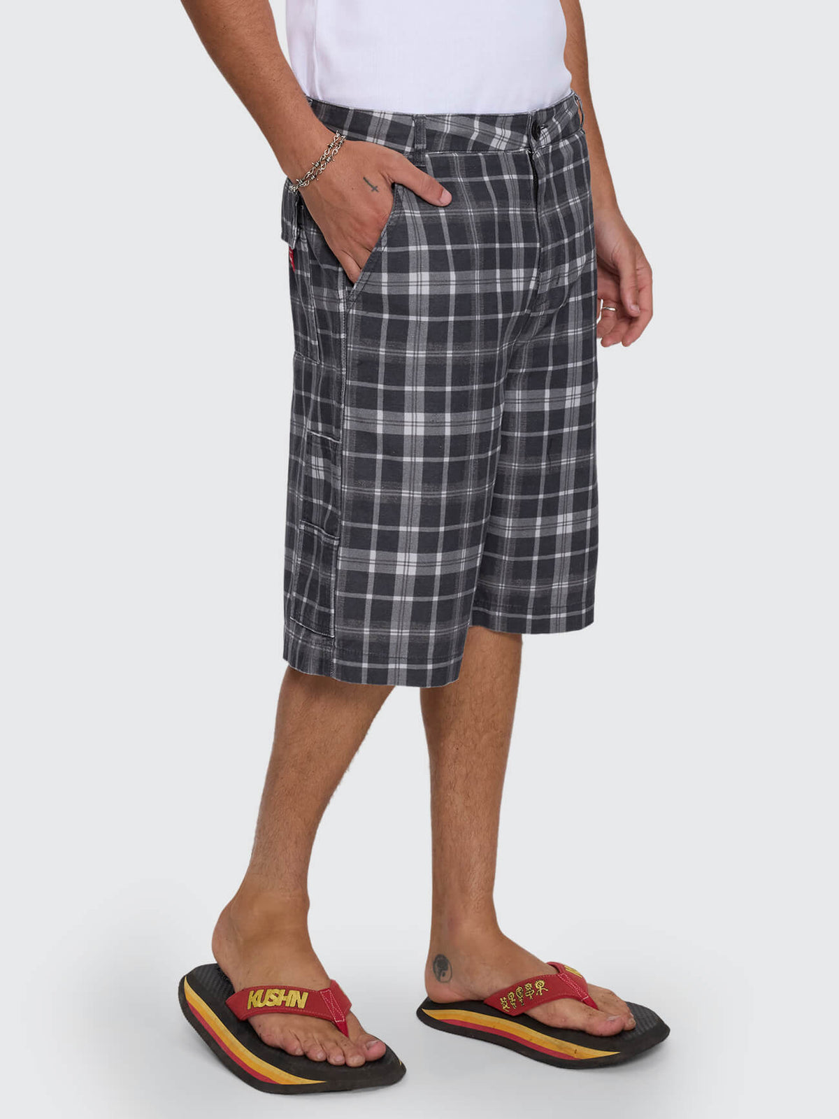 Overdue Fatigue Short - Charcoal Check 26