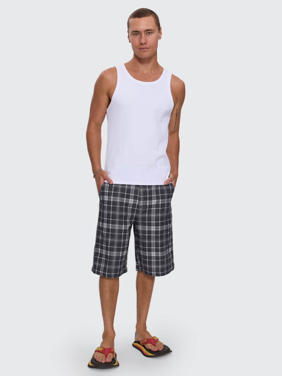 Overdue Fatigue Short - Charcoal Check 26