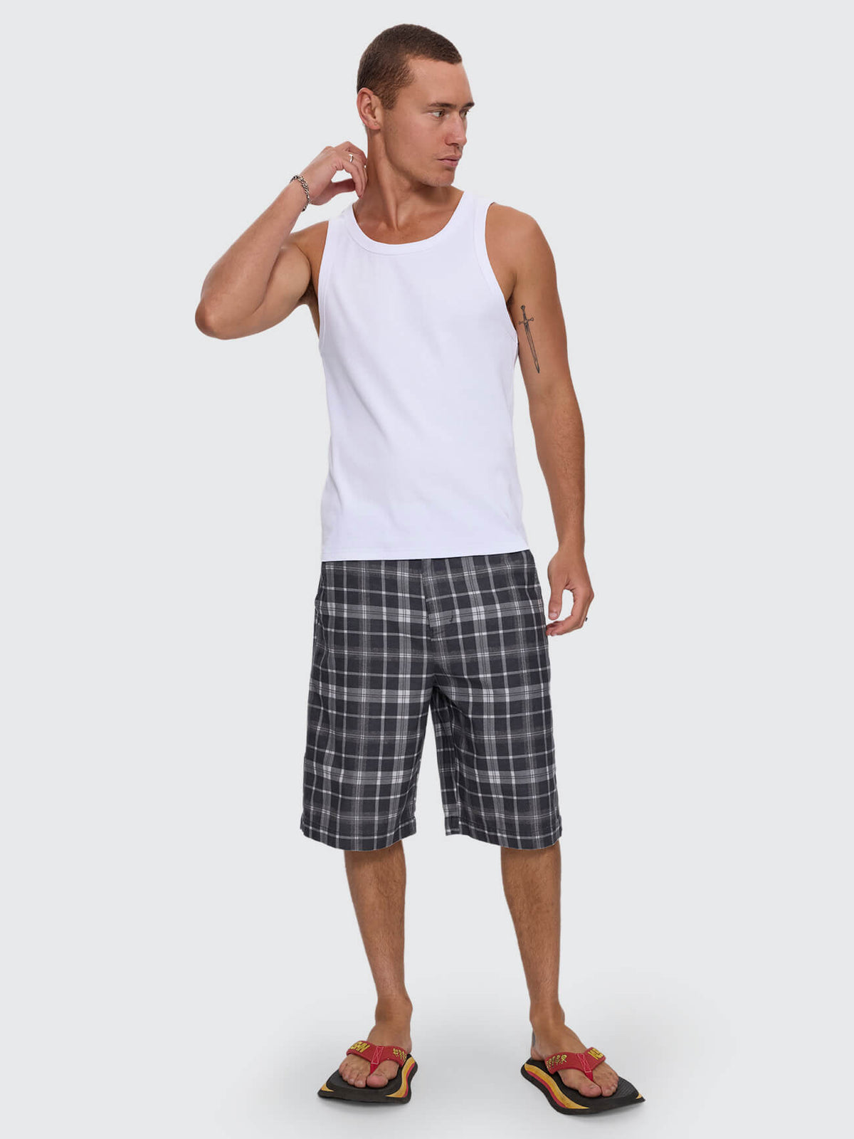 Overdue Fatigue Short - Charcoal Check 26
