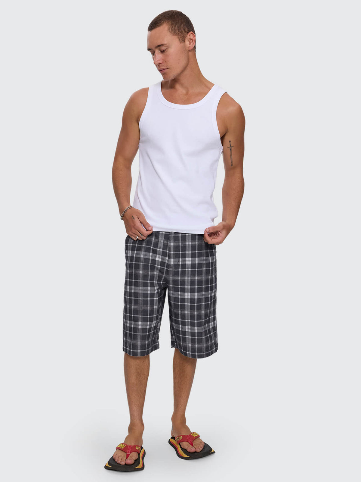 Overdue Fatigue Short - Charcoal Check 26