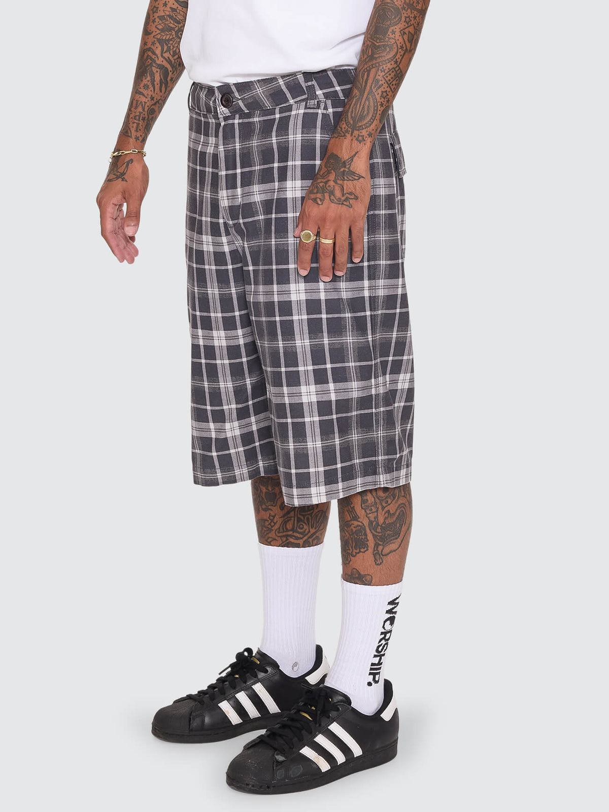 Overdue Fatigue Short - Charcoal Check 26