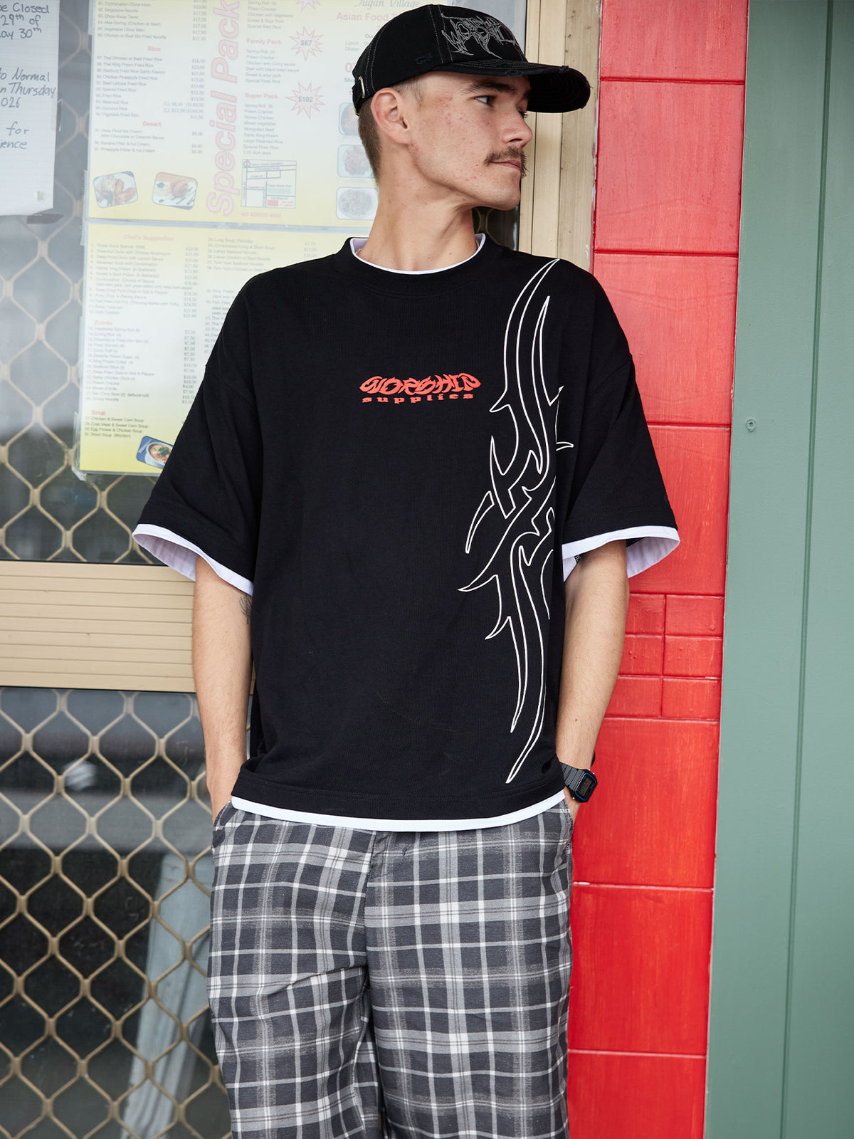 Pitted Box Crop Layer Tee - Black