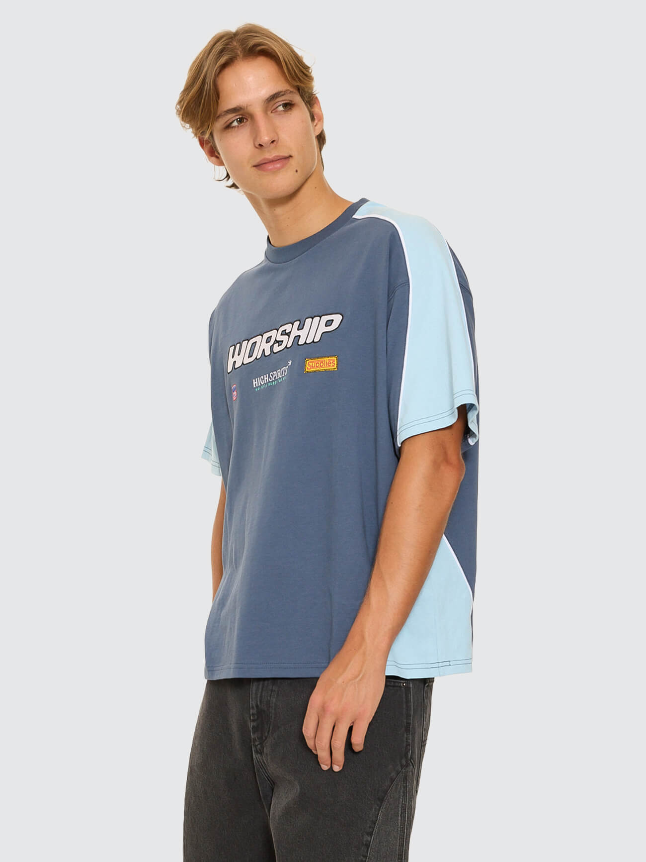 Panorama Oversize Panel Tee - Blue