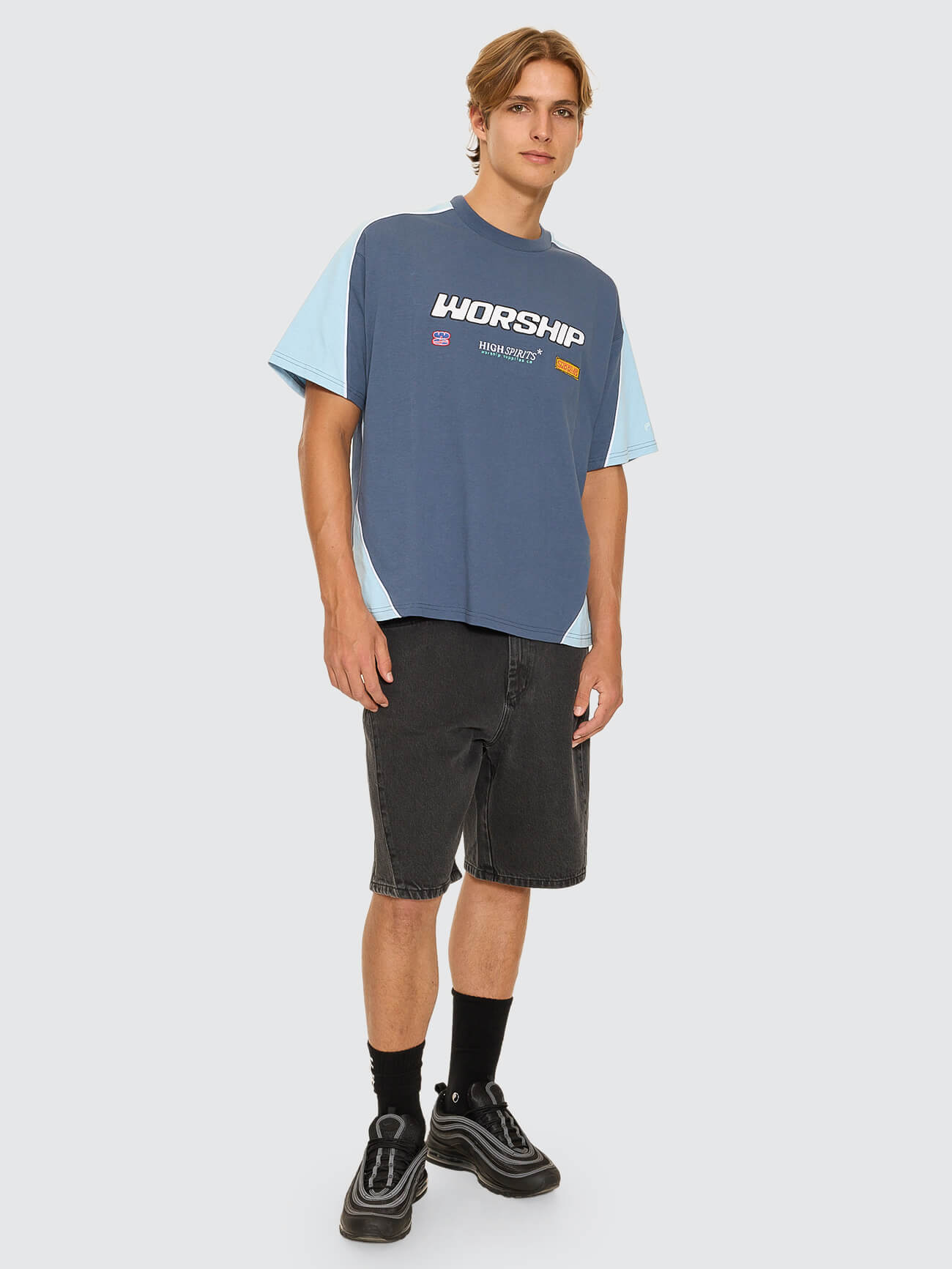 Panorama Oversize Panel Tee - Blue