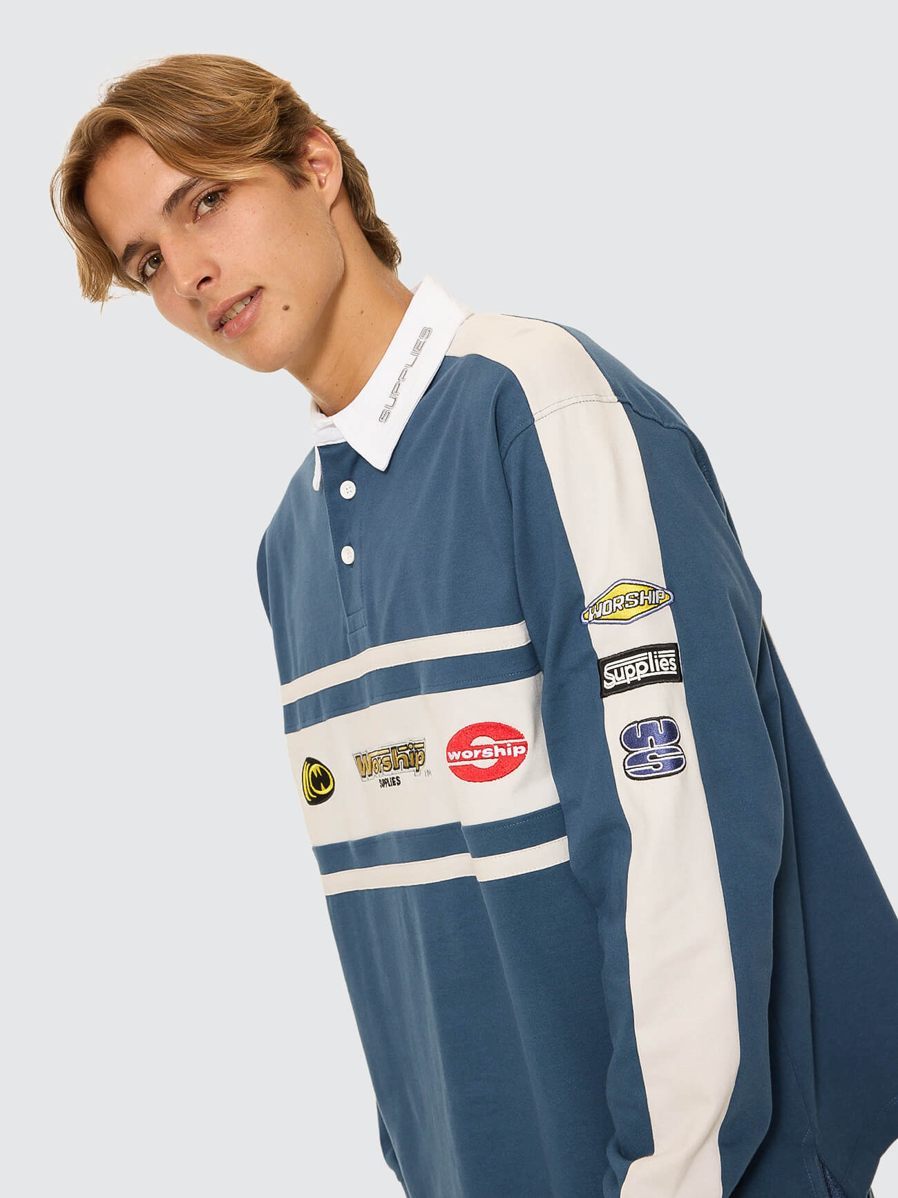 Burner Long Sleeve Rugby Polo - Blue
