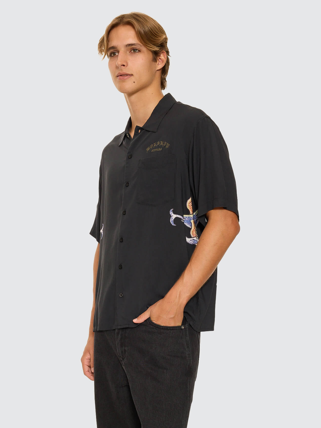 Ned Short Sleeve Shirt - Washed Black