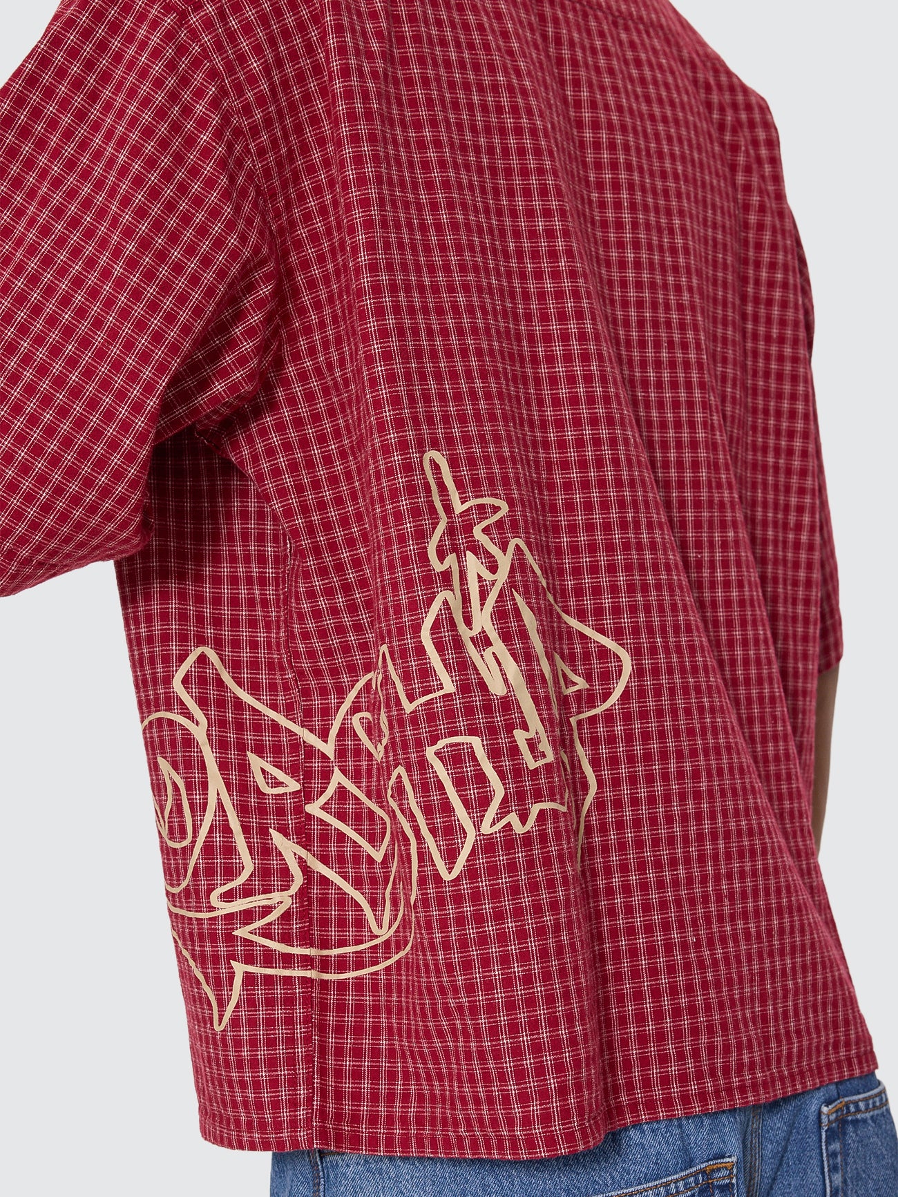 Spray Box Crop Short Sleeve Shirt - Burgundy
