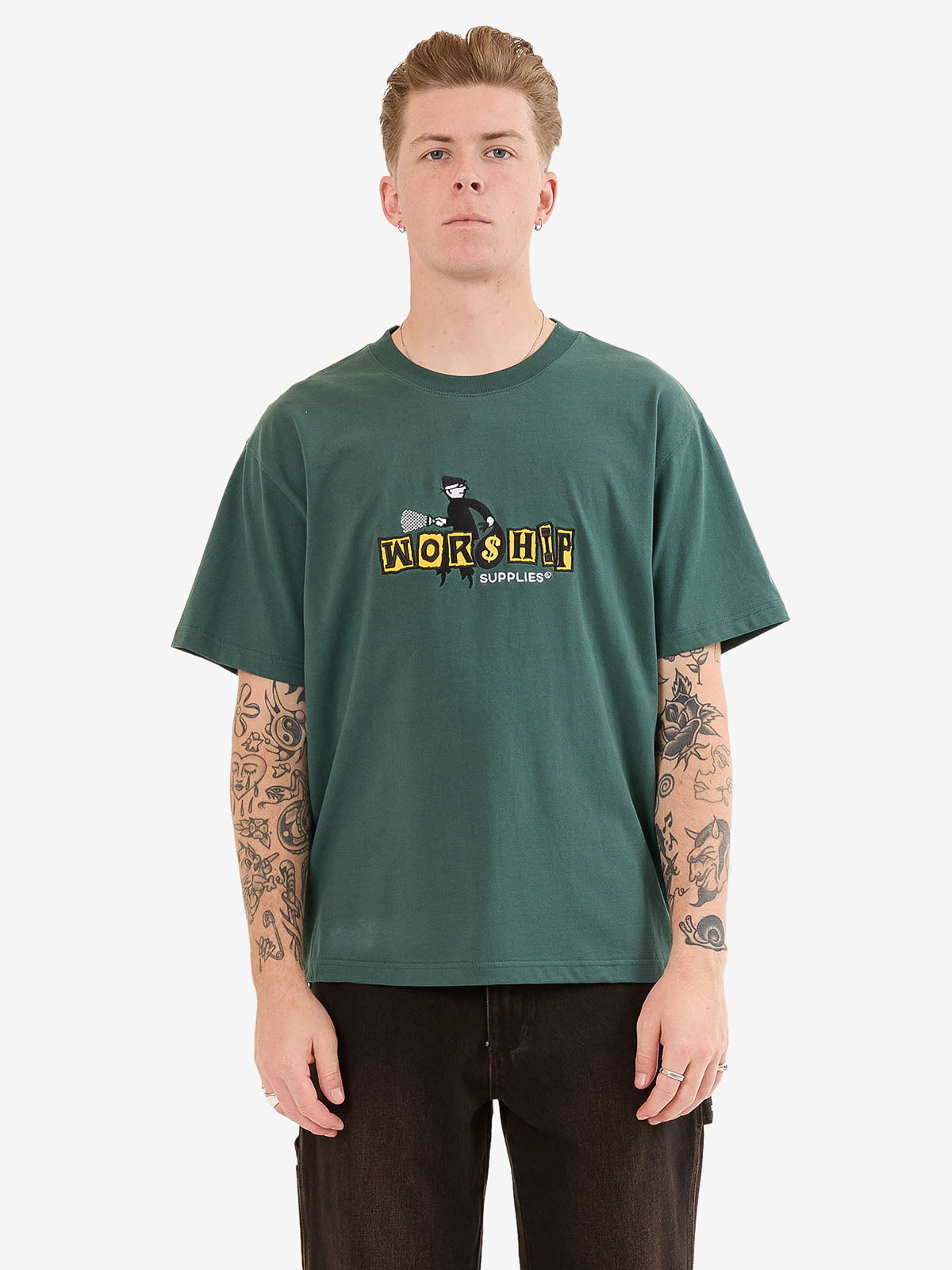 Dont Get Caught Tee - Bistro Green