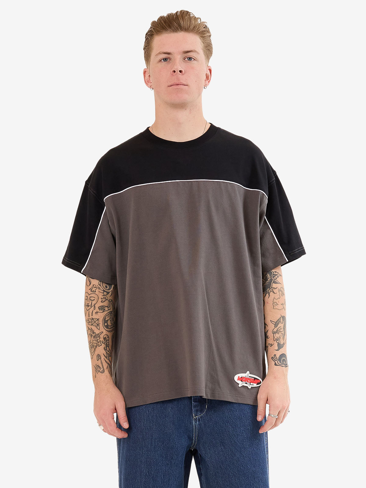 Striker Paneled Oversize Tee - Black