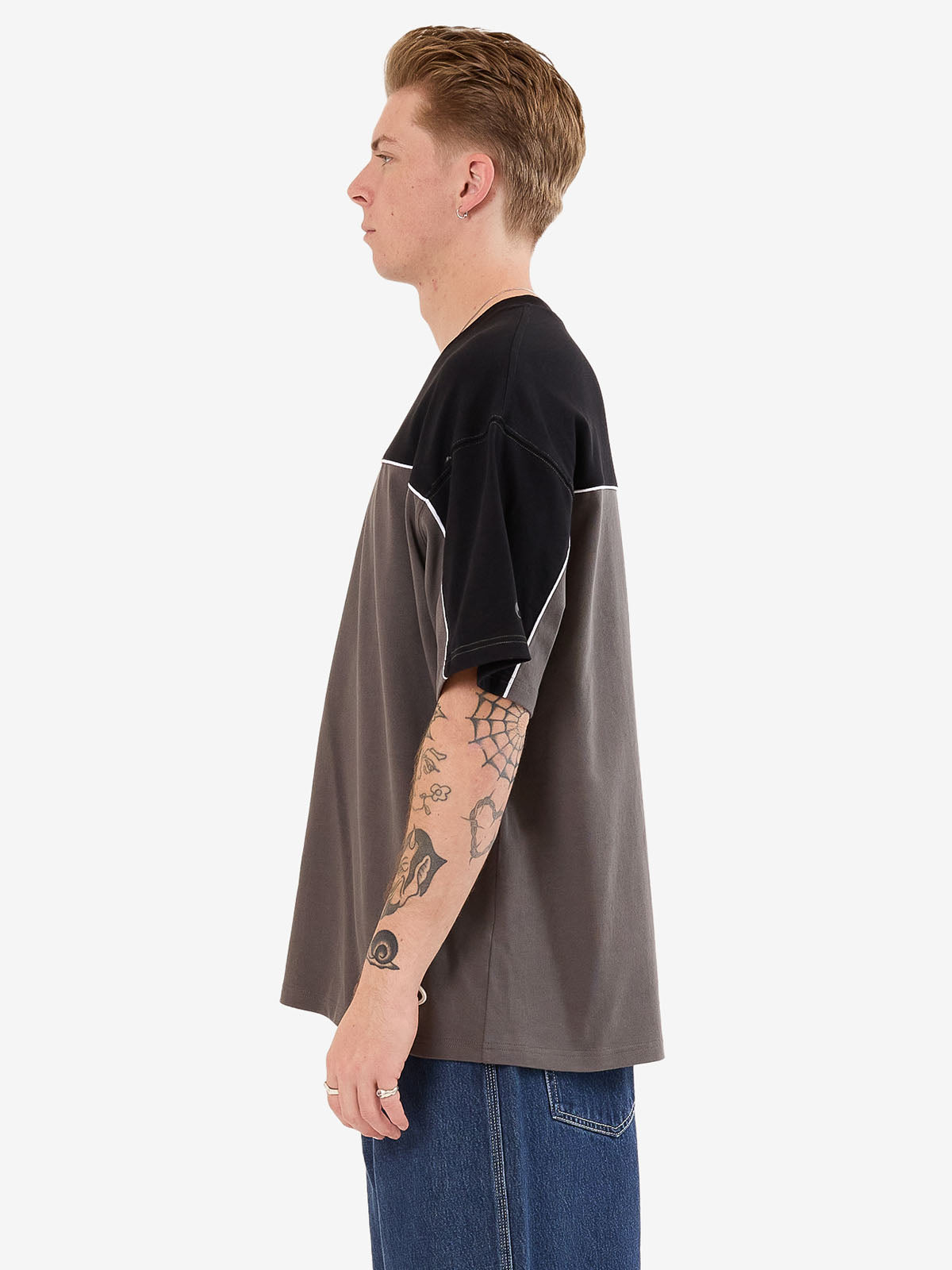 Striker Paneled Oversize Tee - Black
