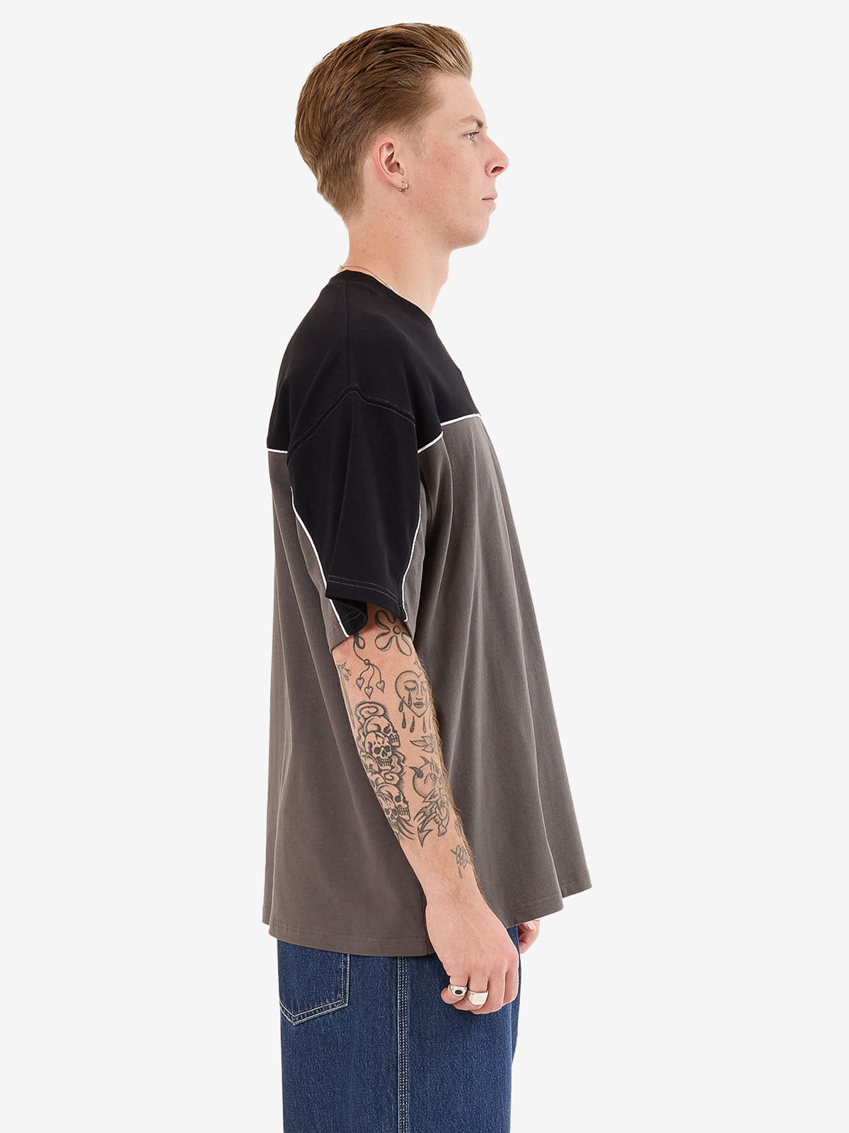 Striker Paneled Oversize Tee - Black