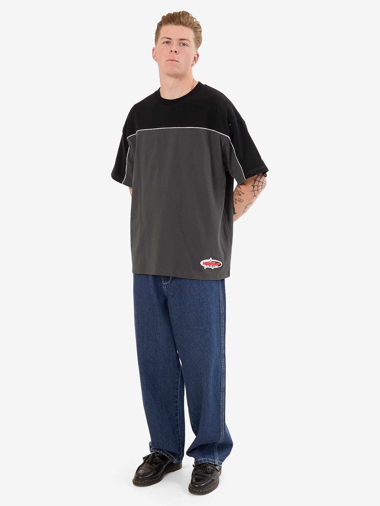 Striker Paneled Oversize Tee - Black