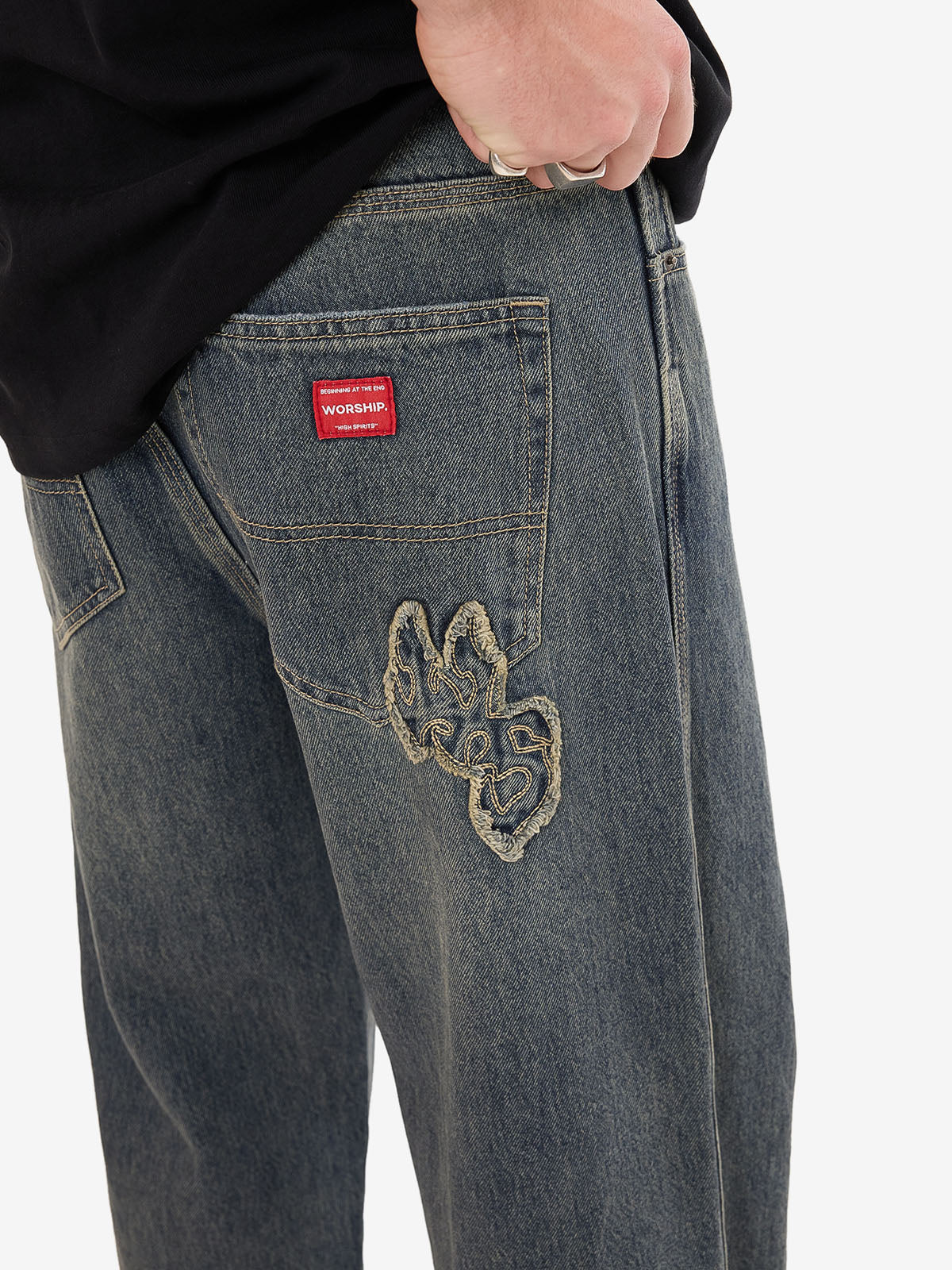 Heavy Heart Big Lounger Jean - Blasted Blue