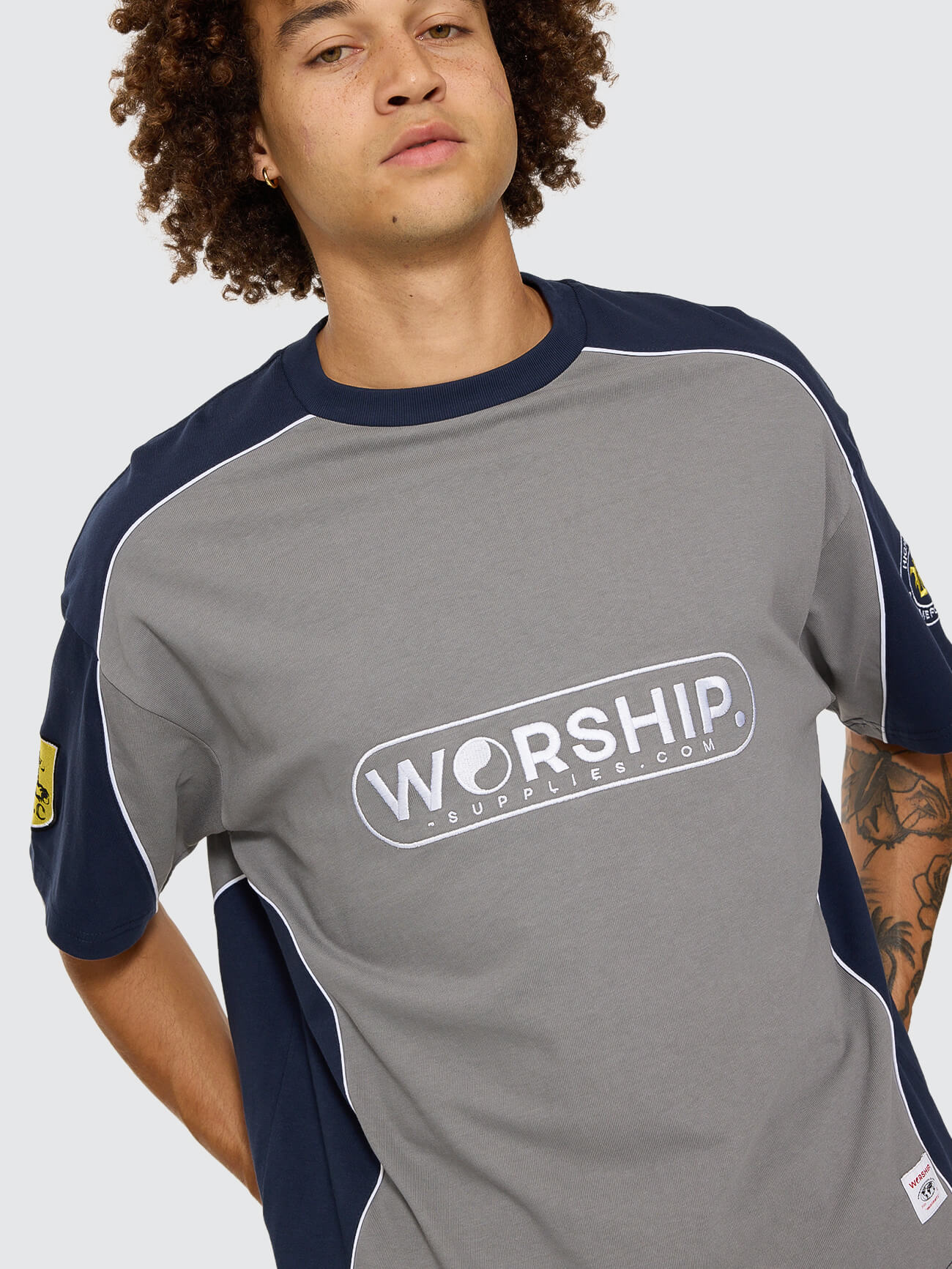 Sideline Oversize Panel Tee - Steel Grey - Black Iris XS