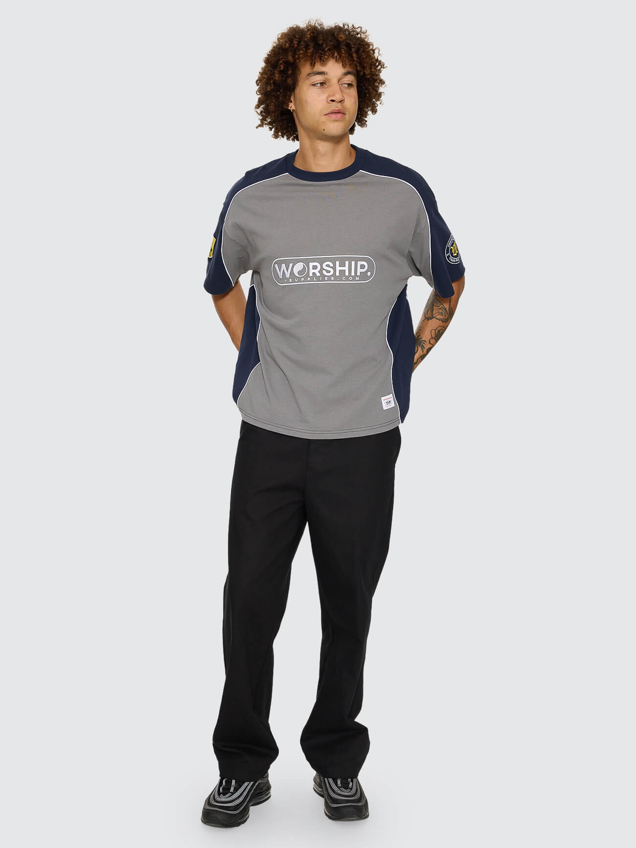 Sideline Oversize Panel Tee - Steel Grey - Black Iris XS